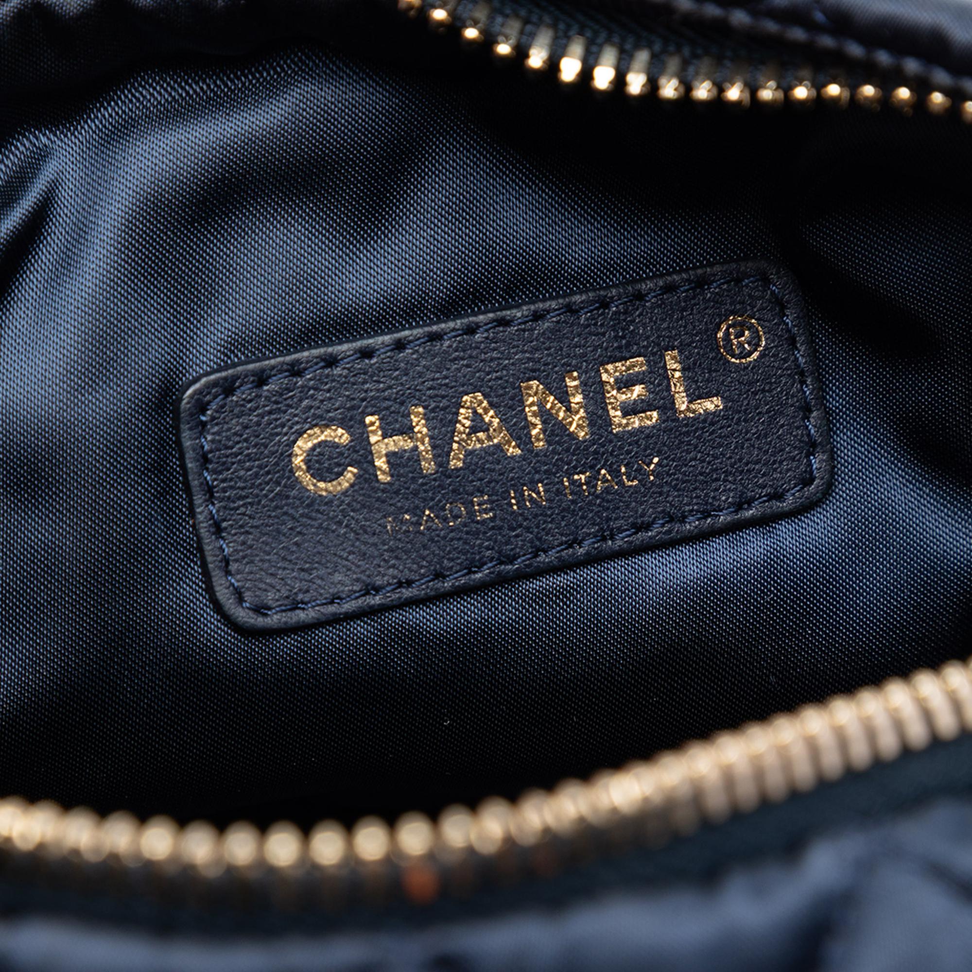 Chanel CC Quilted Nylon Crystal Barrel Crossbody