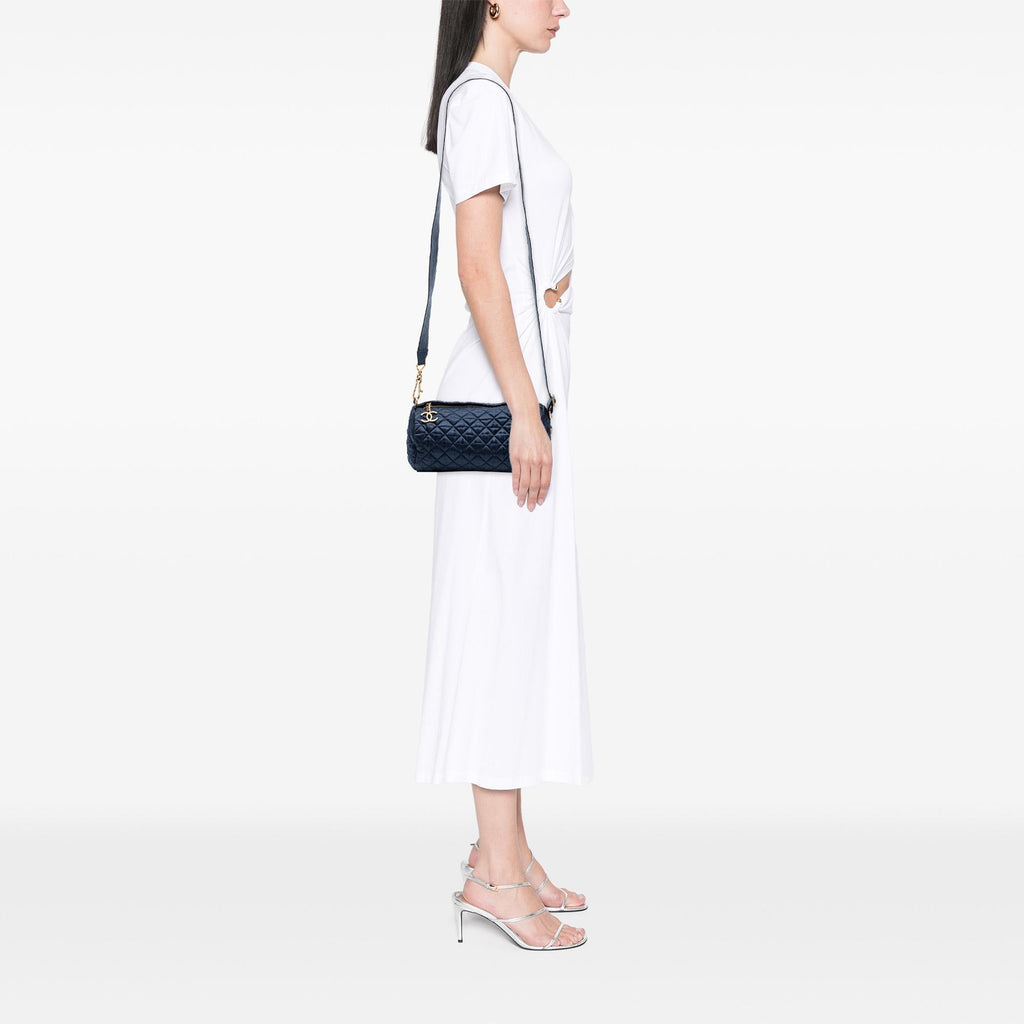 Chanel CC Quilted Nylon Crystal Barrel Crossbody