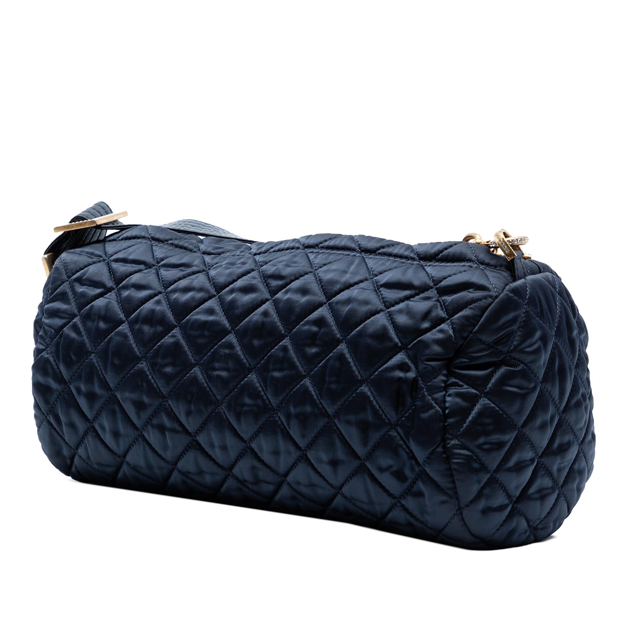 Chanel CC Quilted Nylon Crystal Barrel Crossbody