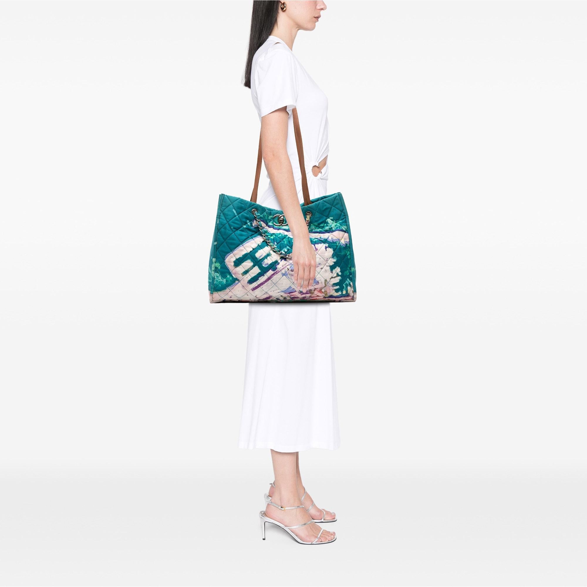 Chanel CC Quilted Nylon Graffiti Watercolour Shopping Tote