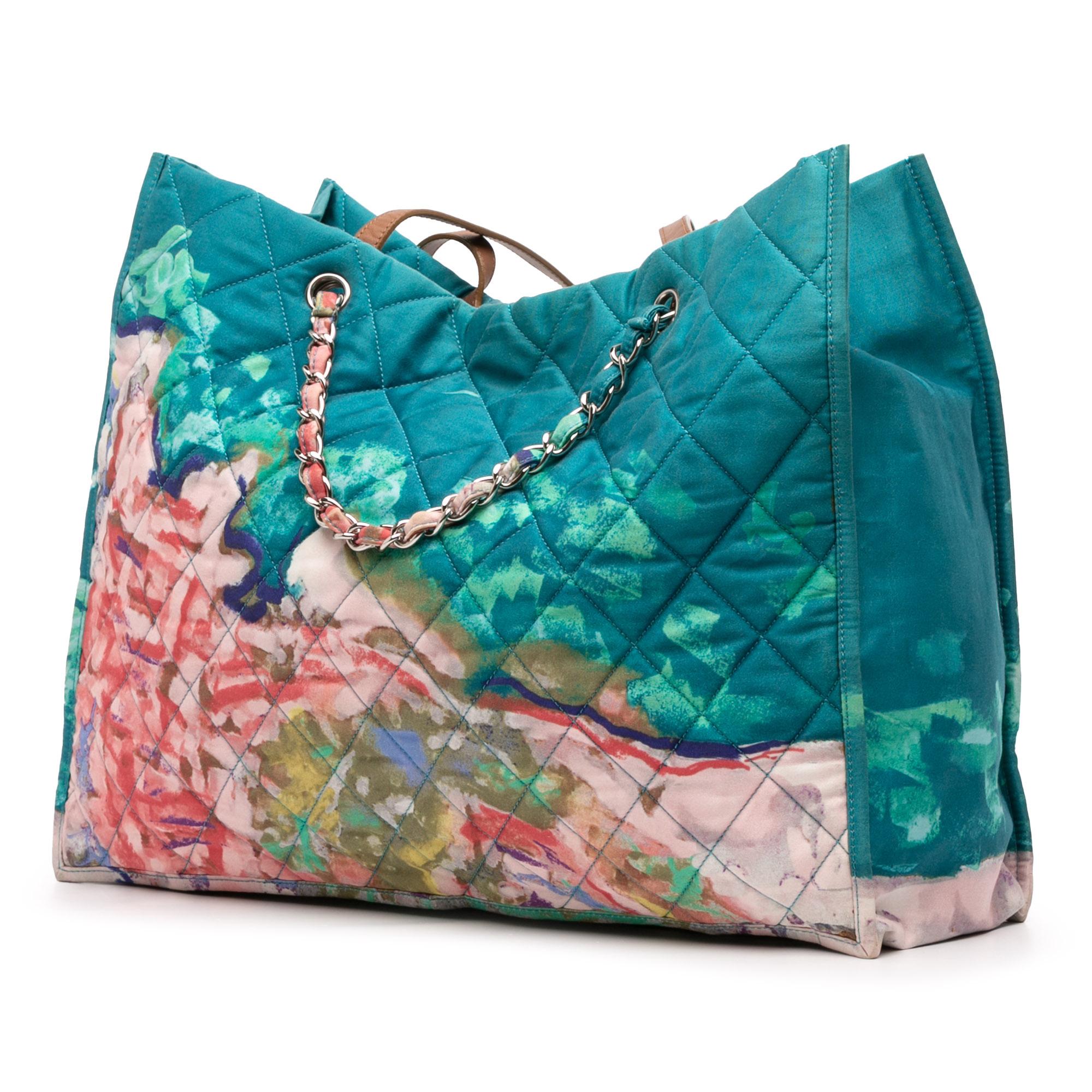 Chanel CC Quilted Nylon Graffiti Watercolour Shopping Tote