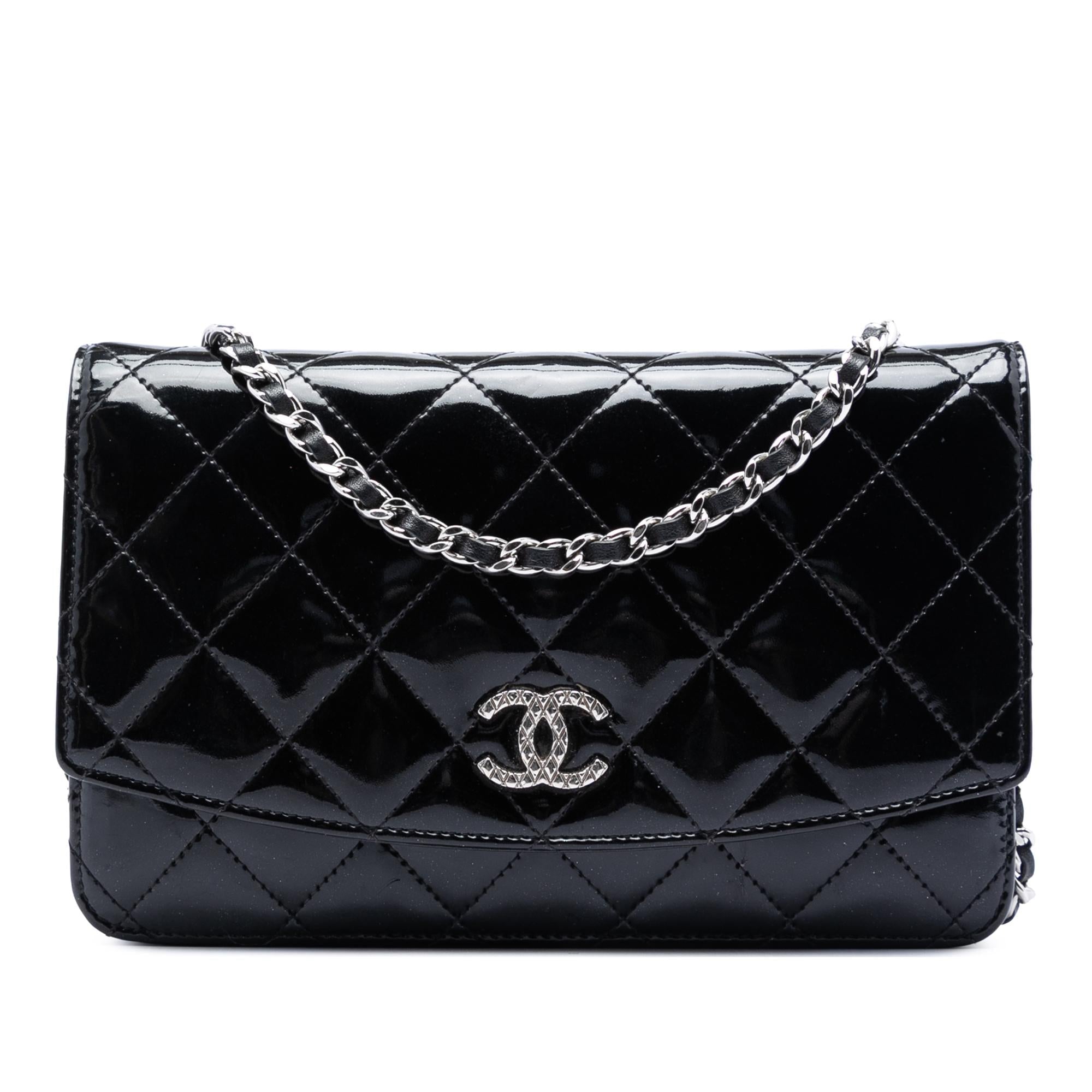Chanel CC Quilted Patent Brilliant Wallet On Chain