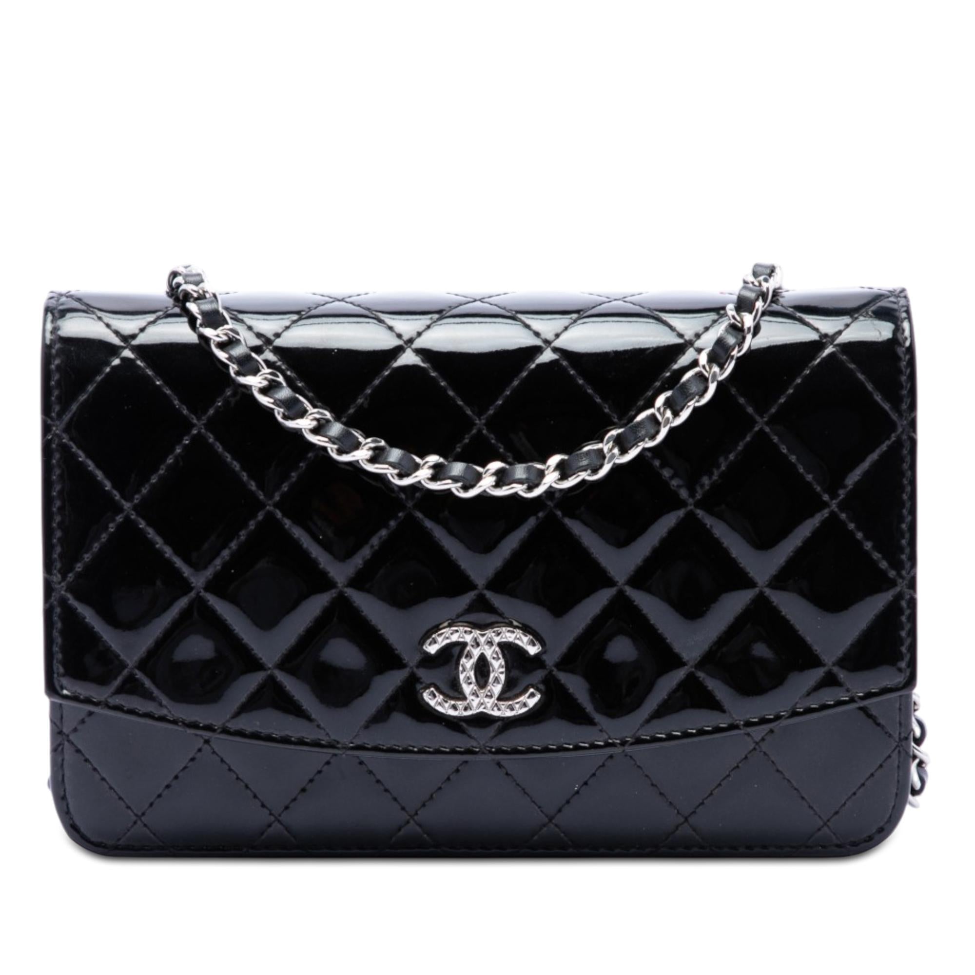 Chanel CC Quilted Patent Brilliant Wallet On Chain