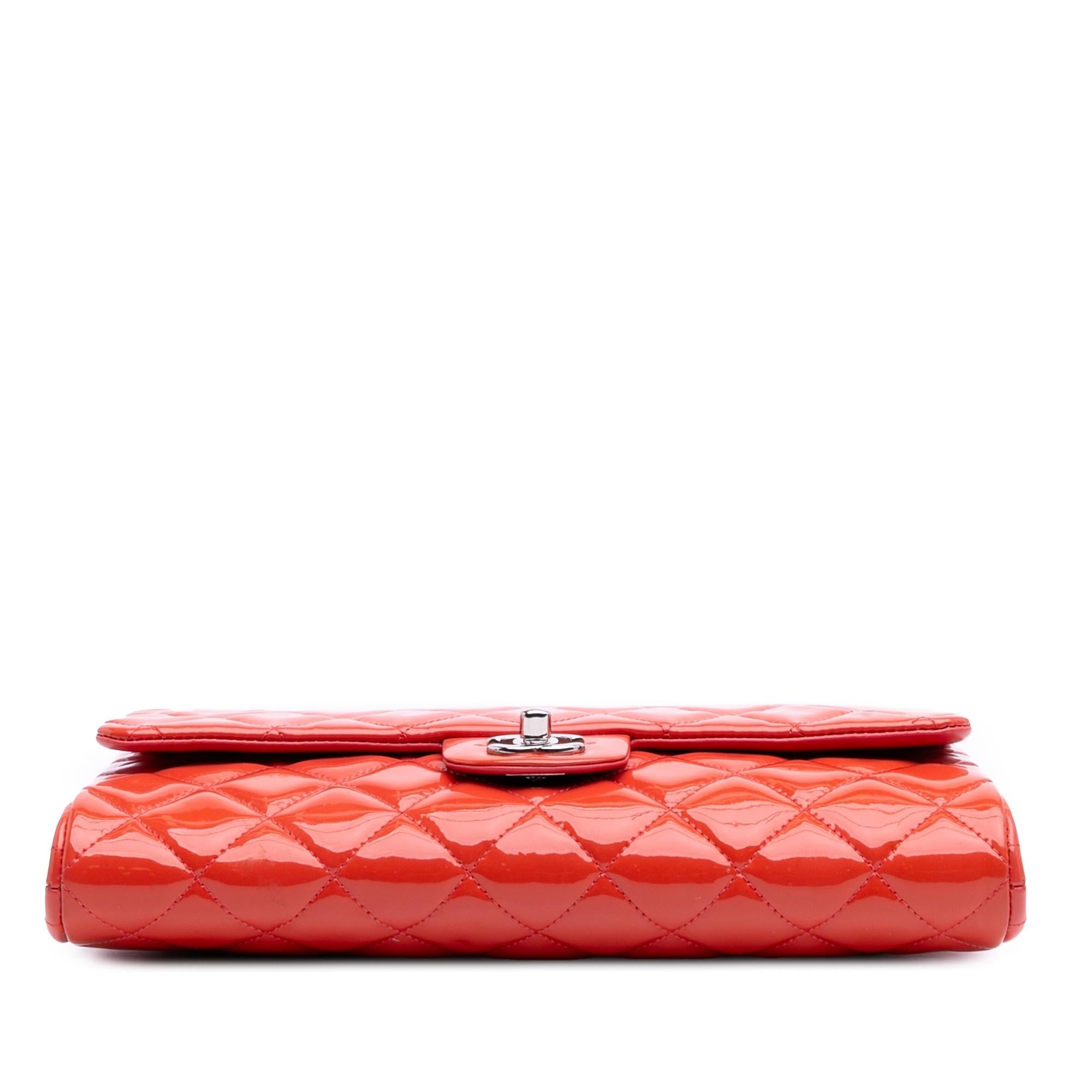 Chanel CC Quilted Patent Clutch with Chain