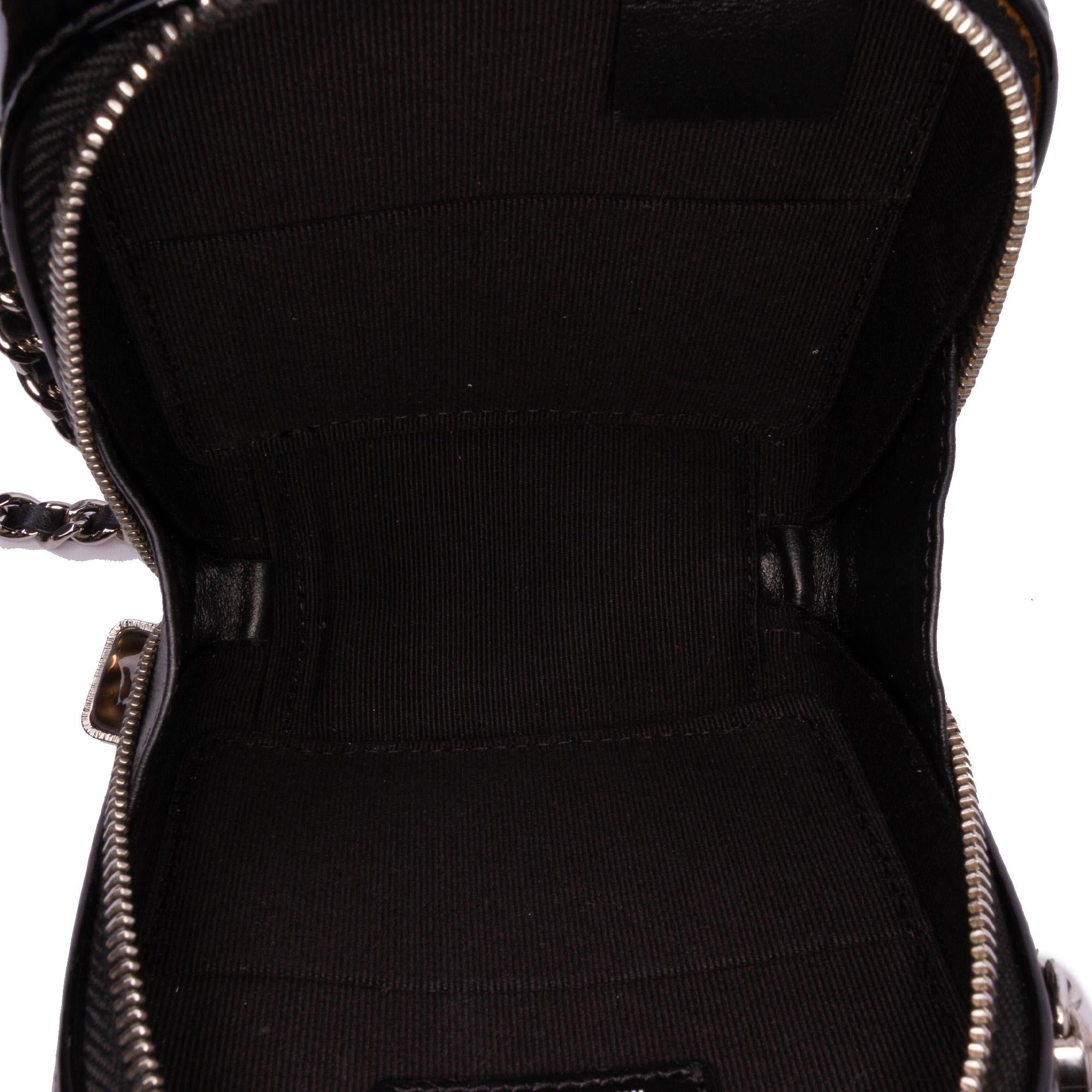 Chanel CC Quilted Patent Diamond Resin Clutch With Chain