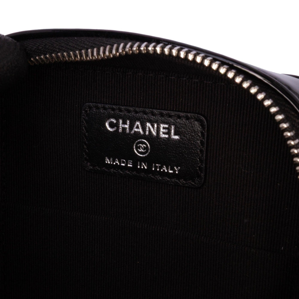 Chanel CC Quilted Patent Diamond Resin Clutch With Chain