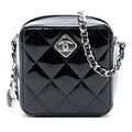 Chanel CC Quilted Patent Diamond Resin Clutch With Chain