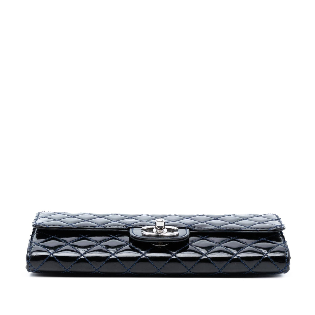 Chanel CC Quilted Patent East West Wallet On Chain