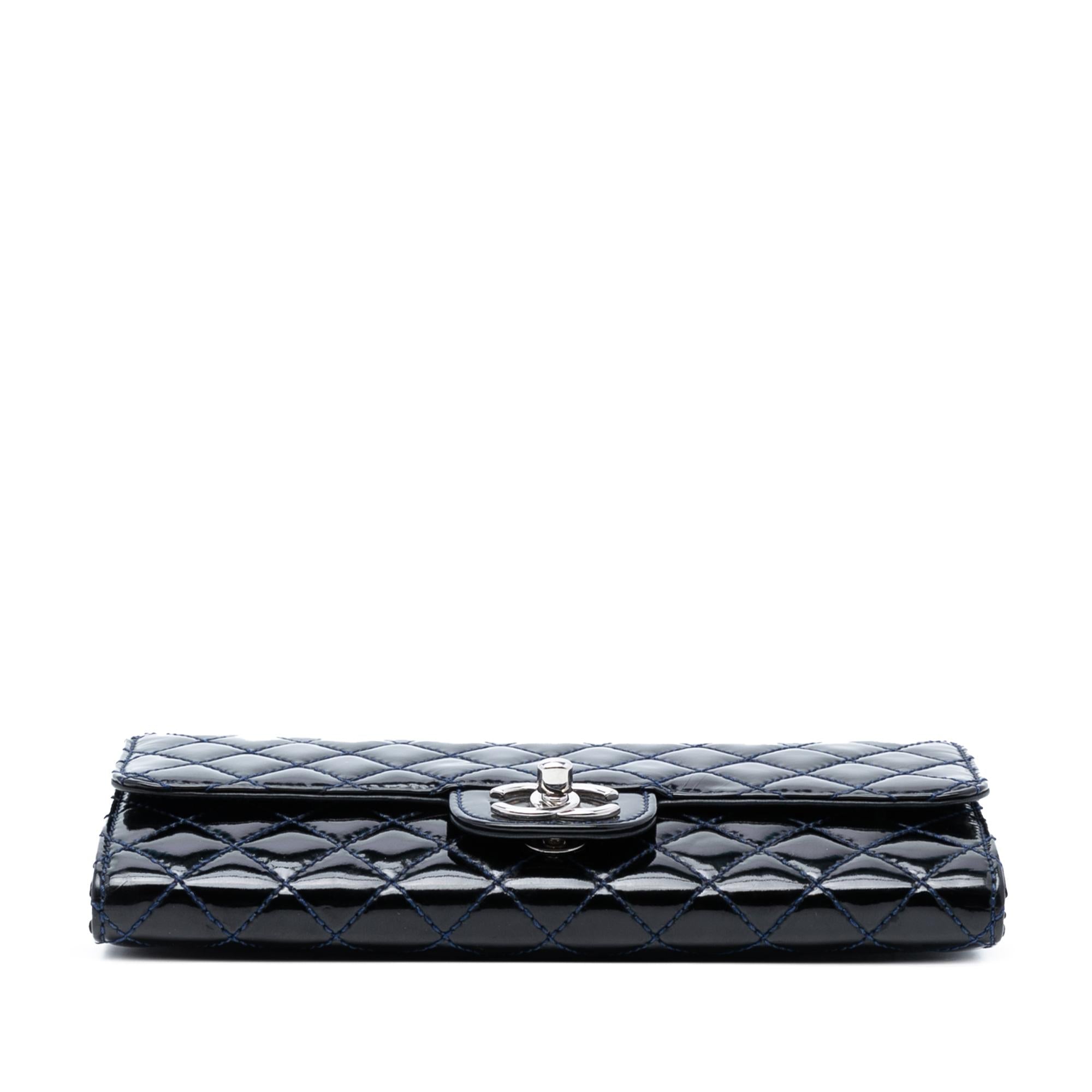 Chanel CC Quilted Patent East West Wallet On Chain