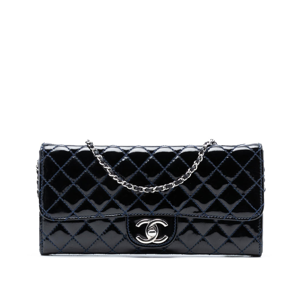 Chanel CC Quilted Patent East West Wallet On Chain