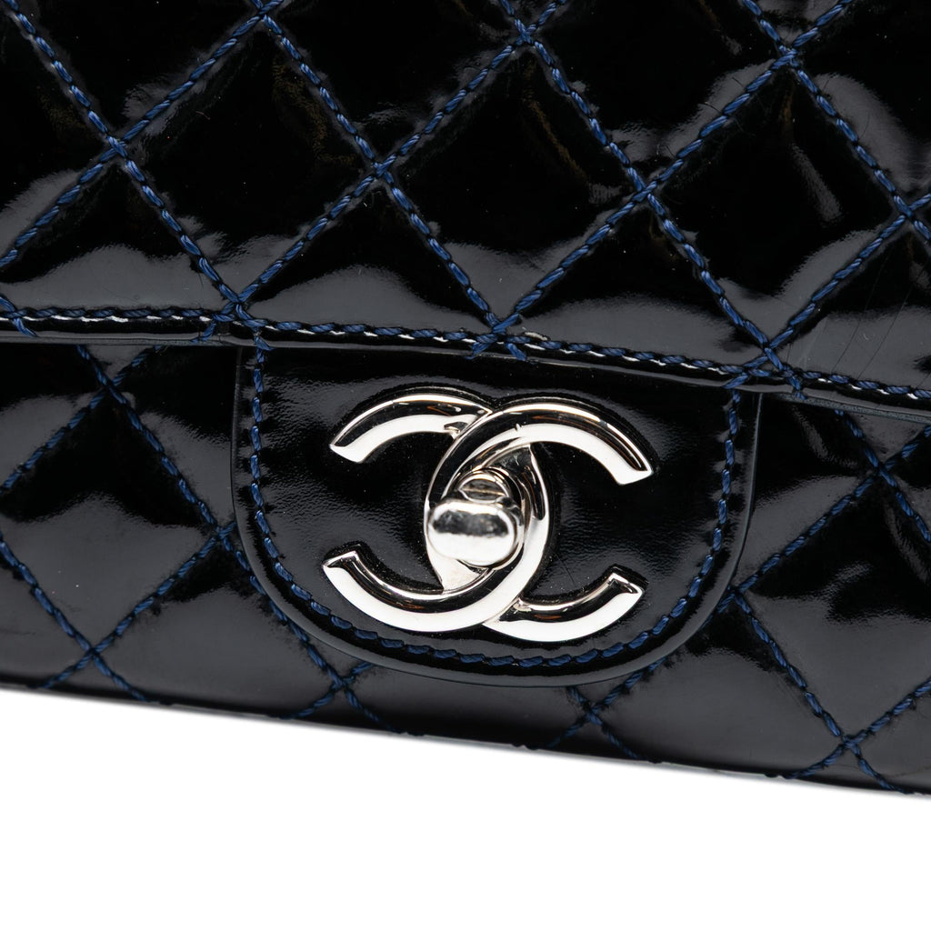 Chanel CC Quilted Patent East West Wallet On Chain