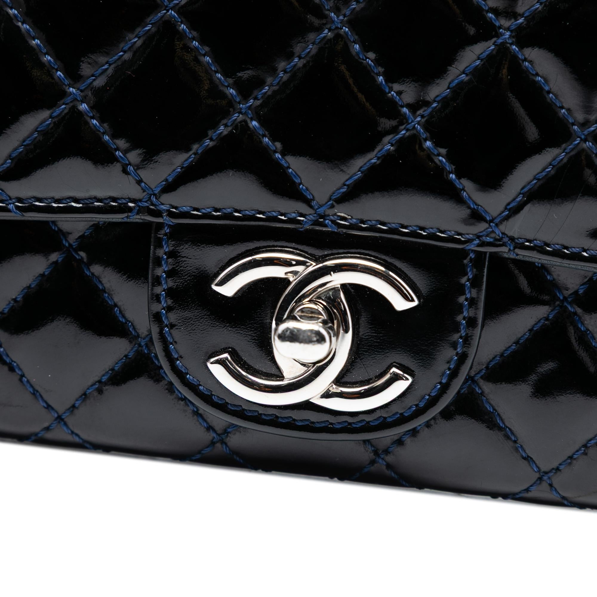 Chanel CC Quilted Patent East West Wallet On Chain