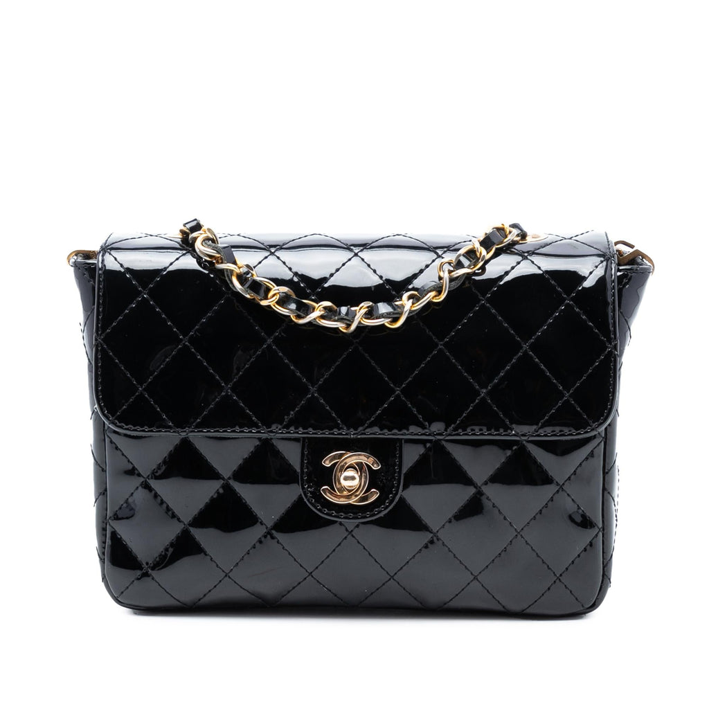 Chanel CC Quilted Patent Straight Single Flap