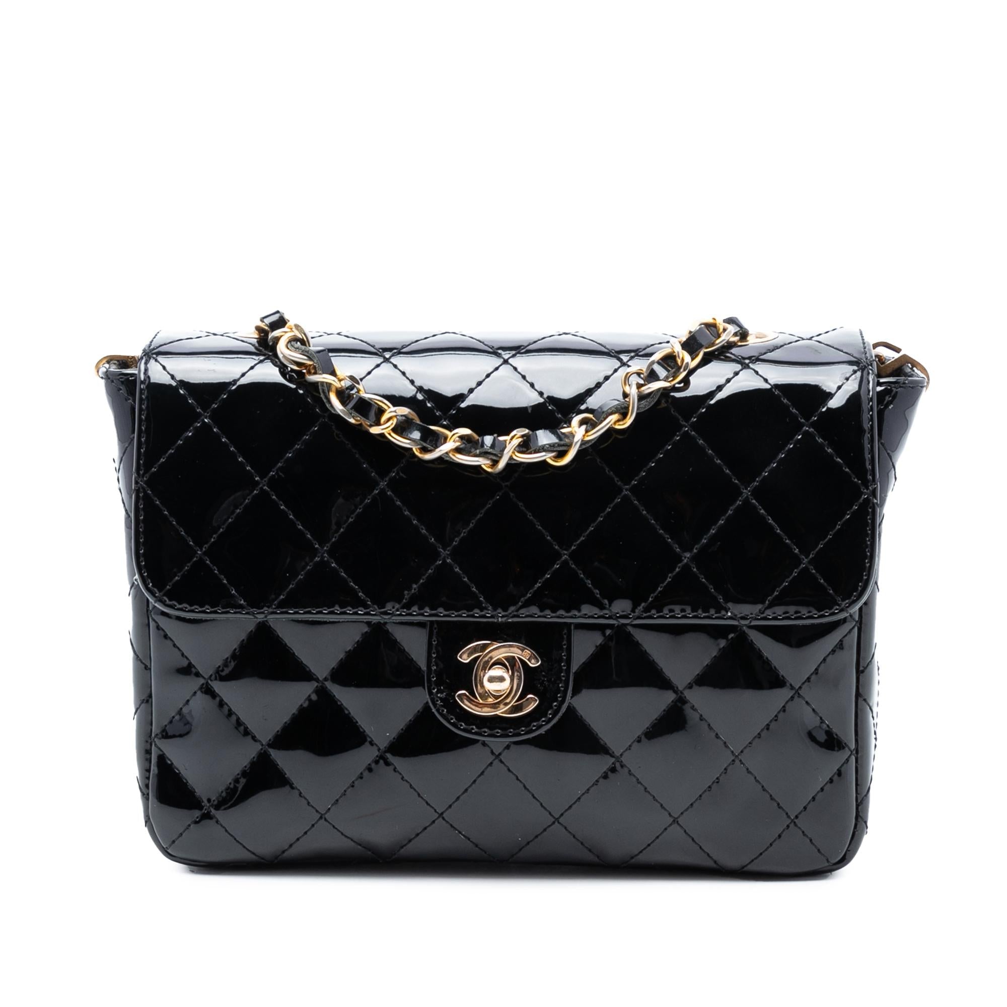 Chanel CC Quilted Patent Straight Single Flap