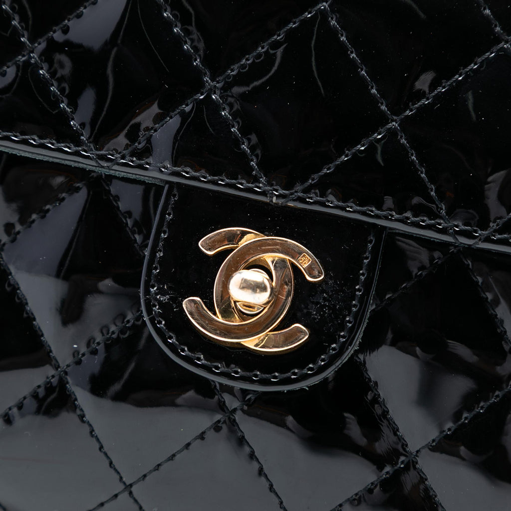 Chanel CC Quilted Patent Straight Single Flap