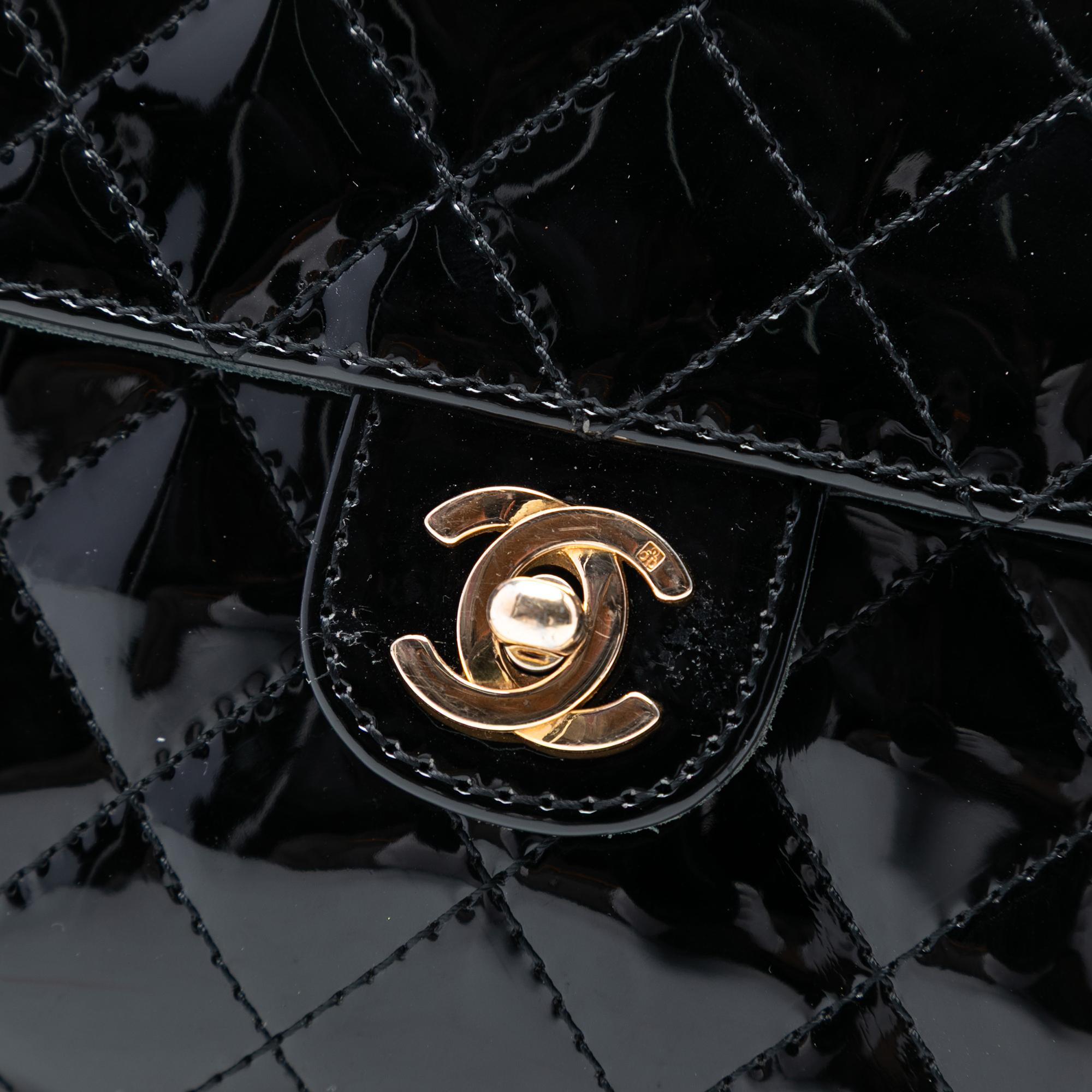 Chanel CC Quilted Patent Straight Single Flap