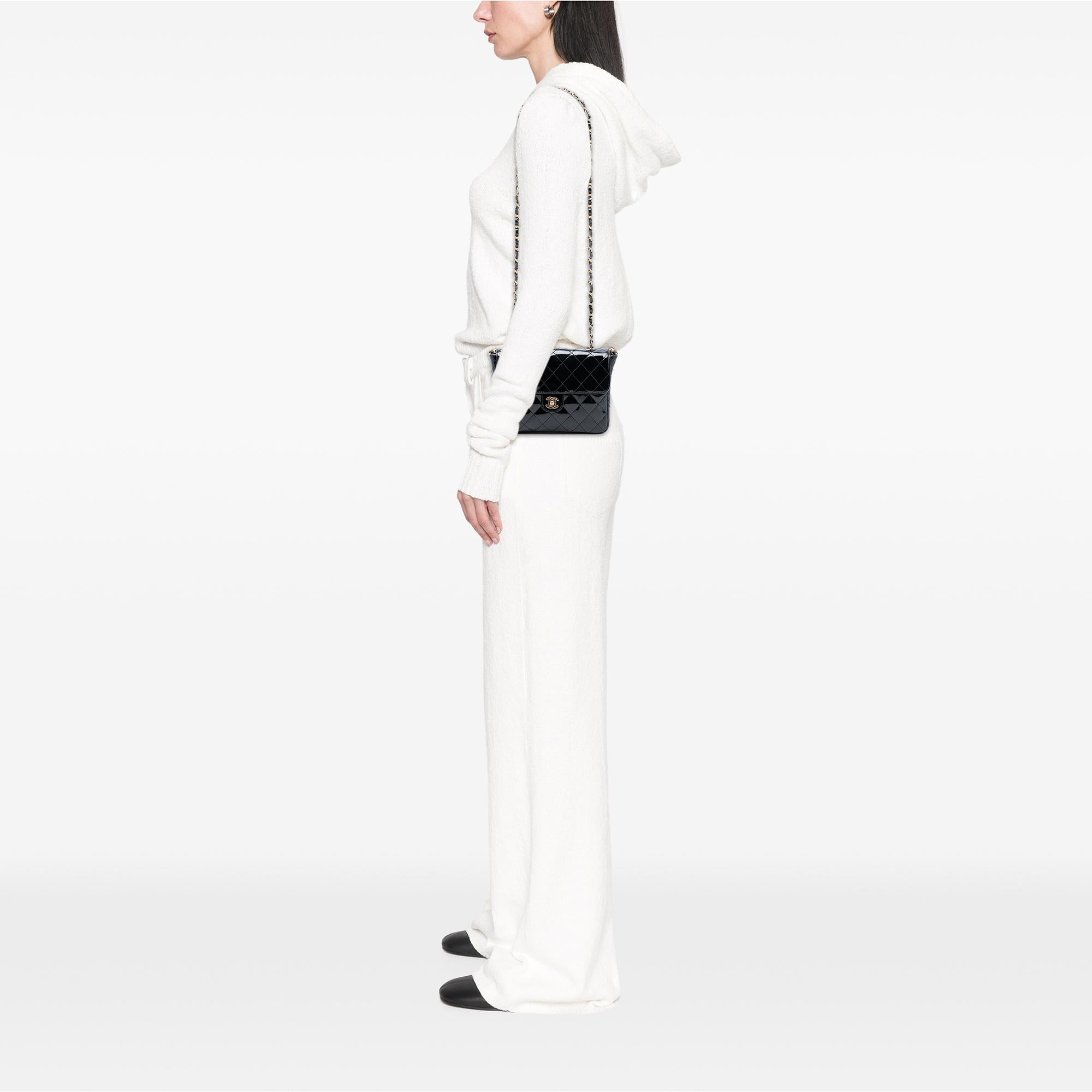 Chanel CC Quilted Patent Straight Single Flap