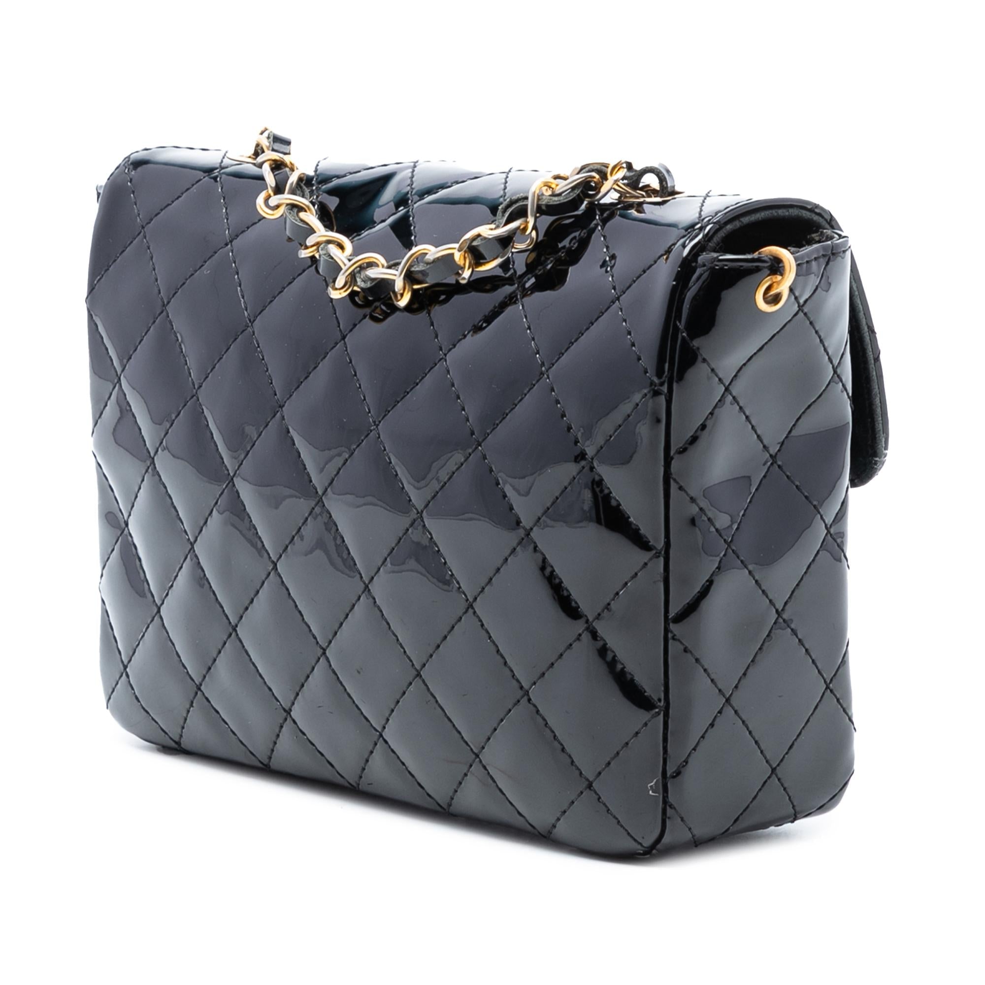Chanel CC Quilted Patent Straight Single Flap