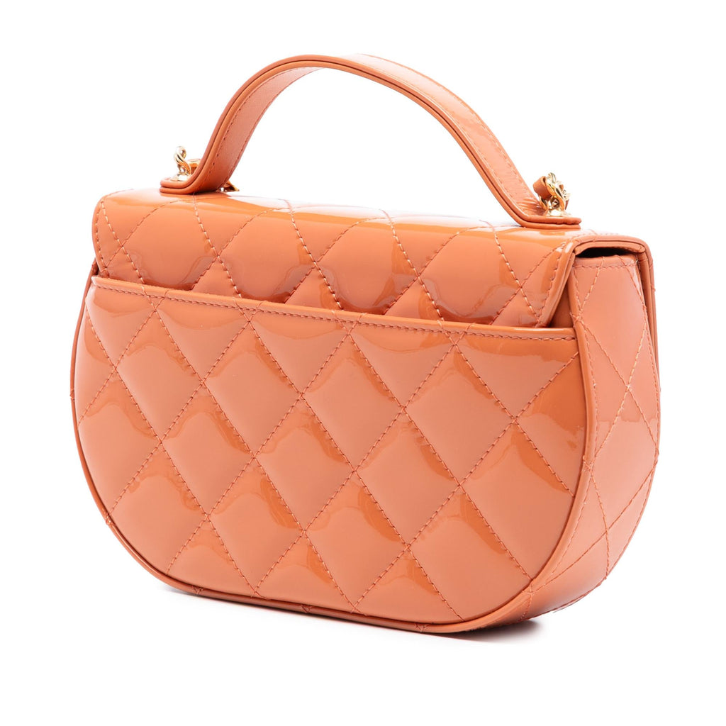 Chanel CC Quilted Patent Top Handle Phone Holder With Chain