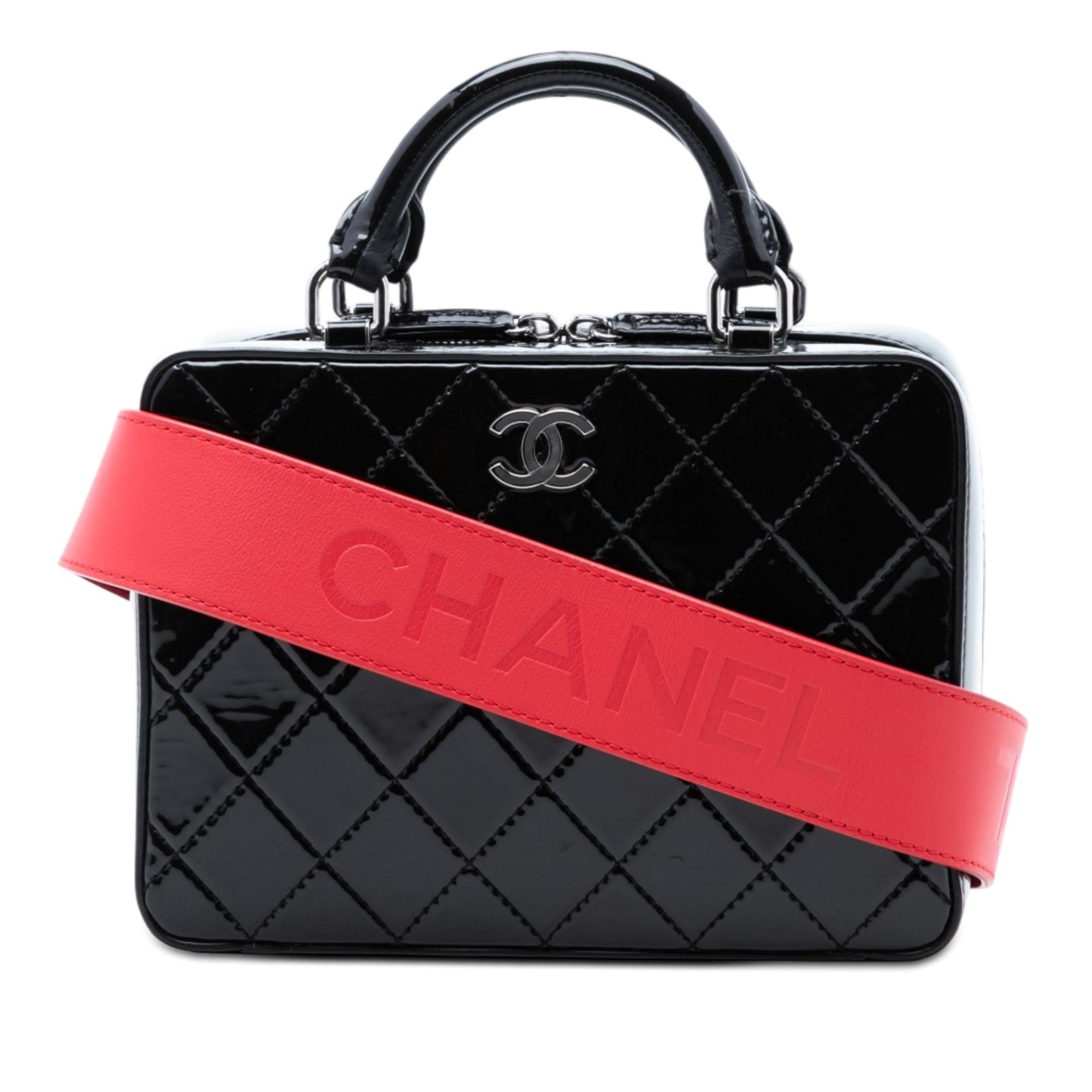 Chanel CC Quilted Patent Travel Kit Vanity Case