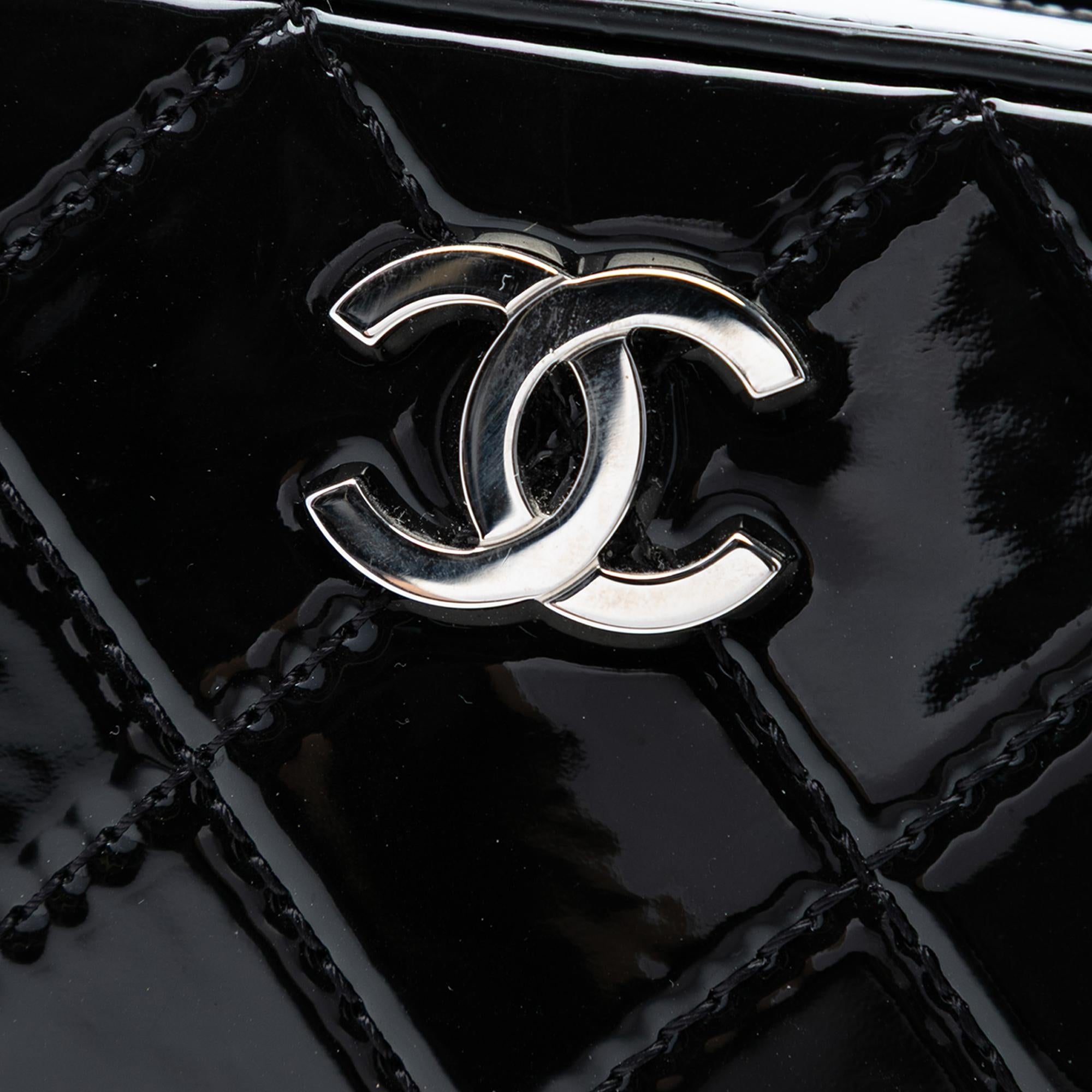 Chanel CC Quilted Patent Travel Kit Vanity Case