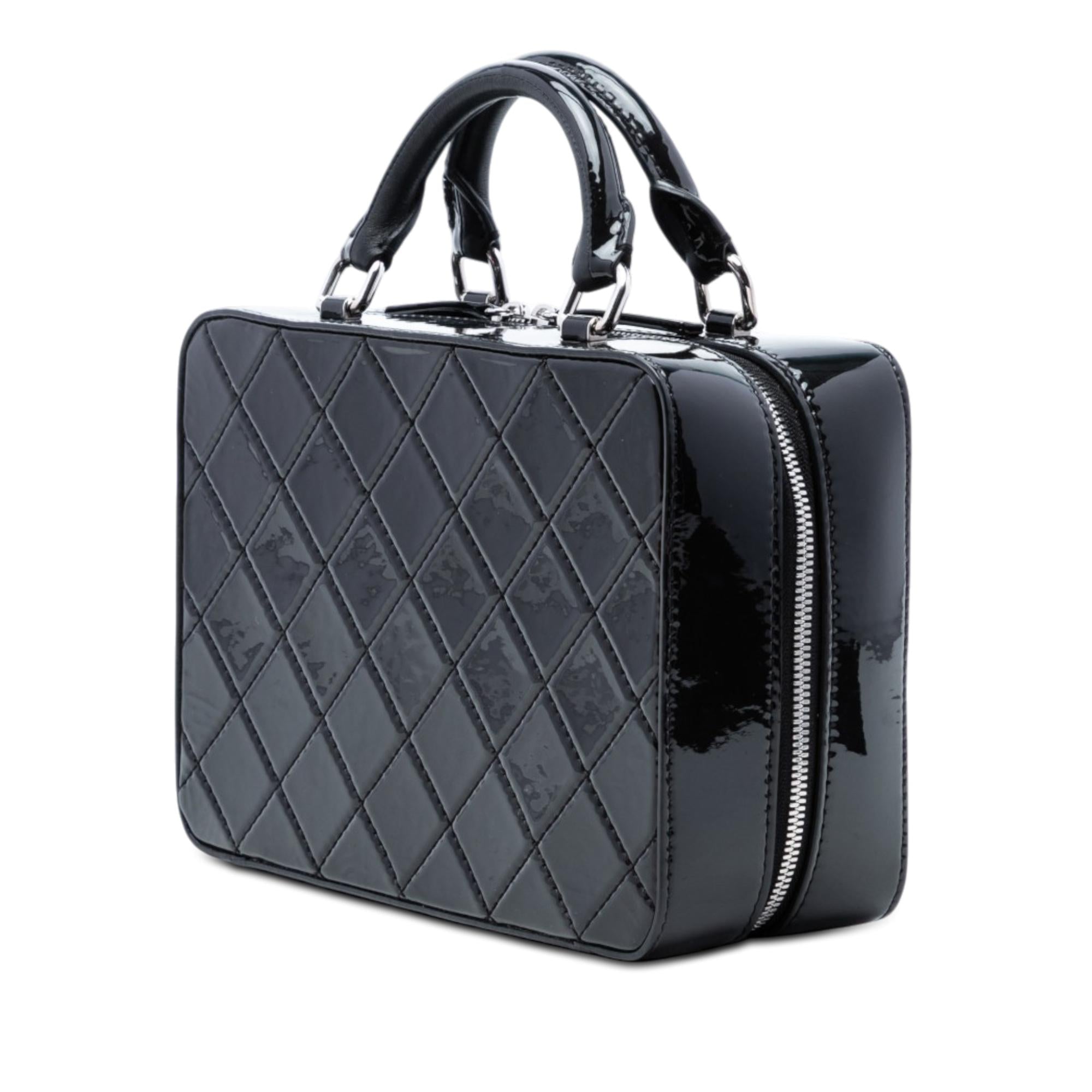 Chanel CC Quilted Patent Travel Kit Vanity Case