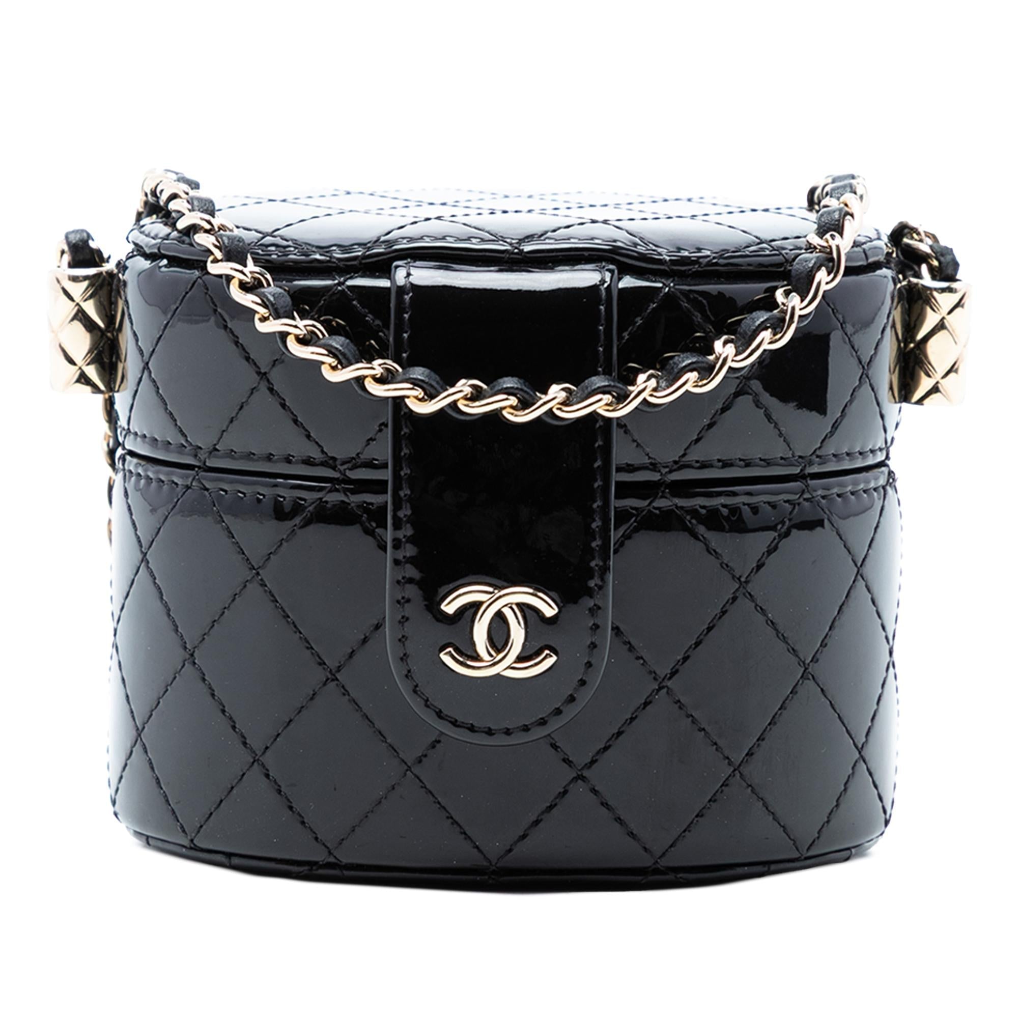 Chanel CC Quilted Patent Vanity Case with Chain