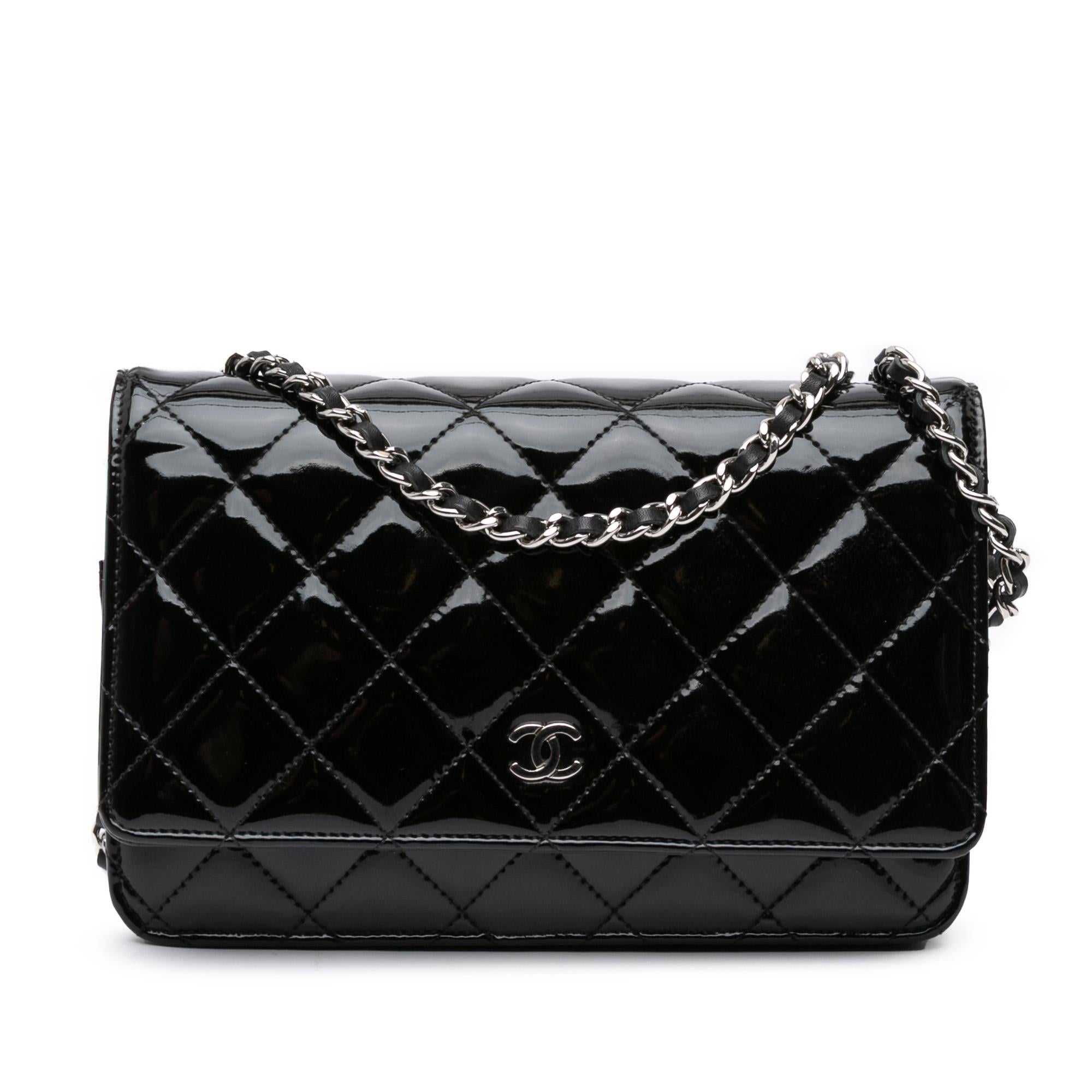 Chanel CC Quilted Patent Wallet On Chain