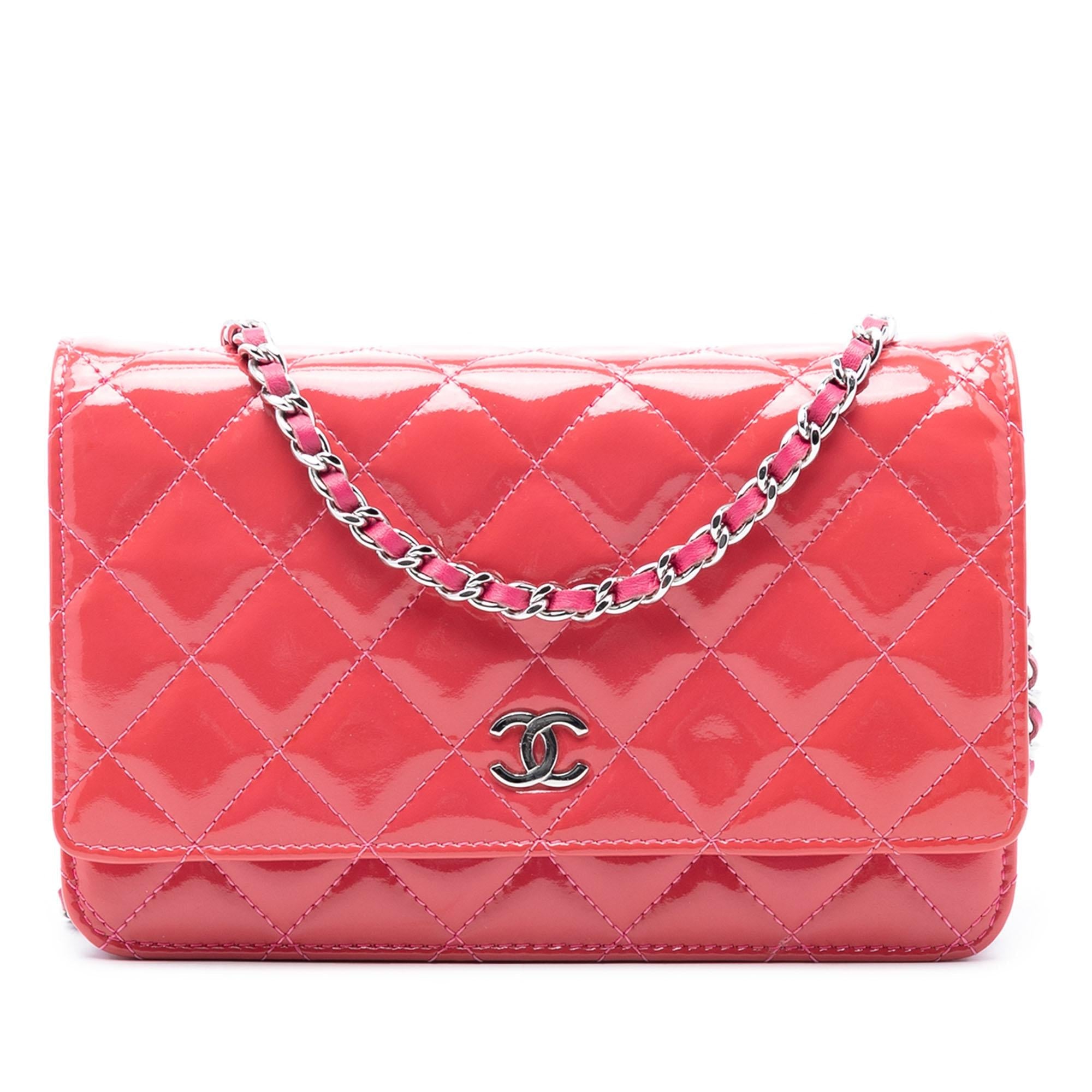 Chanel CC Quilted Patent Wallet on Chain