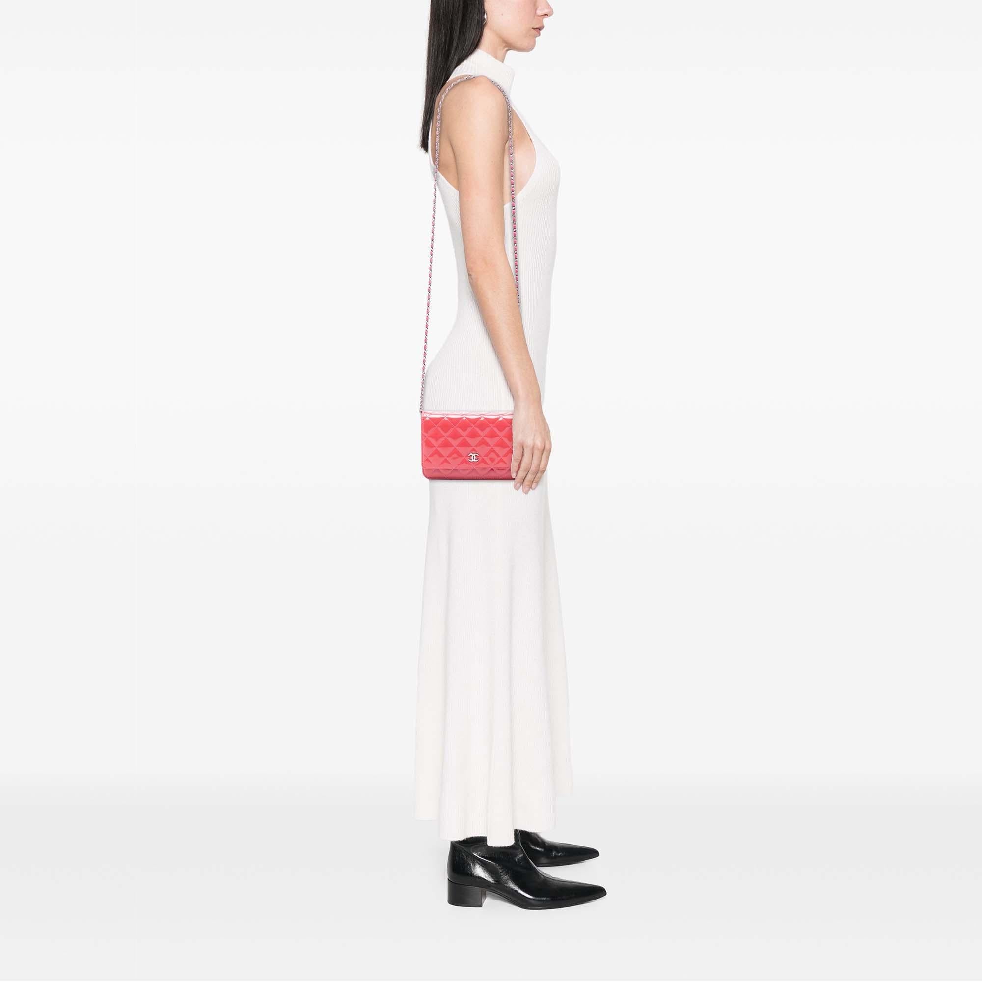 Chanel CC Quilted Patent Wallet on Chain