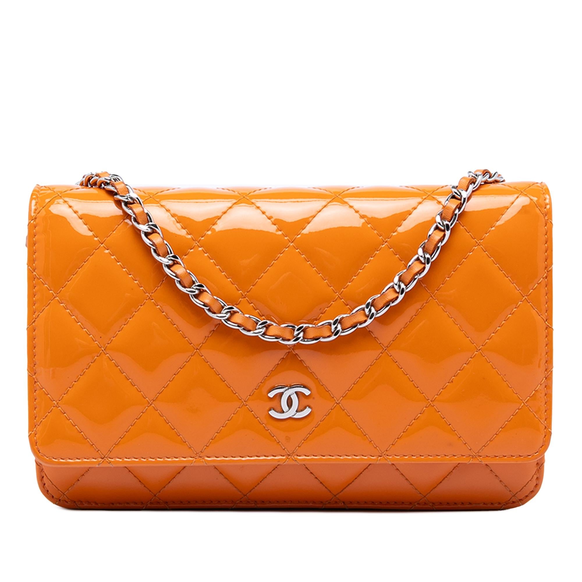 Chanel CC Quilted Patent Wallet on Chain