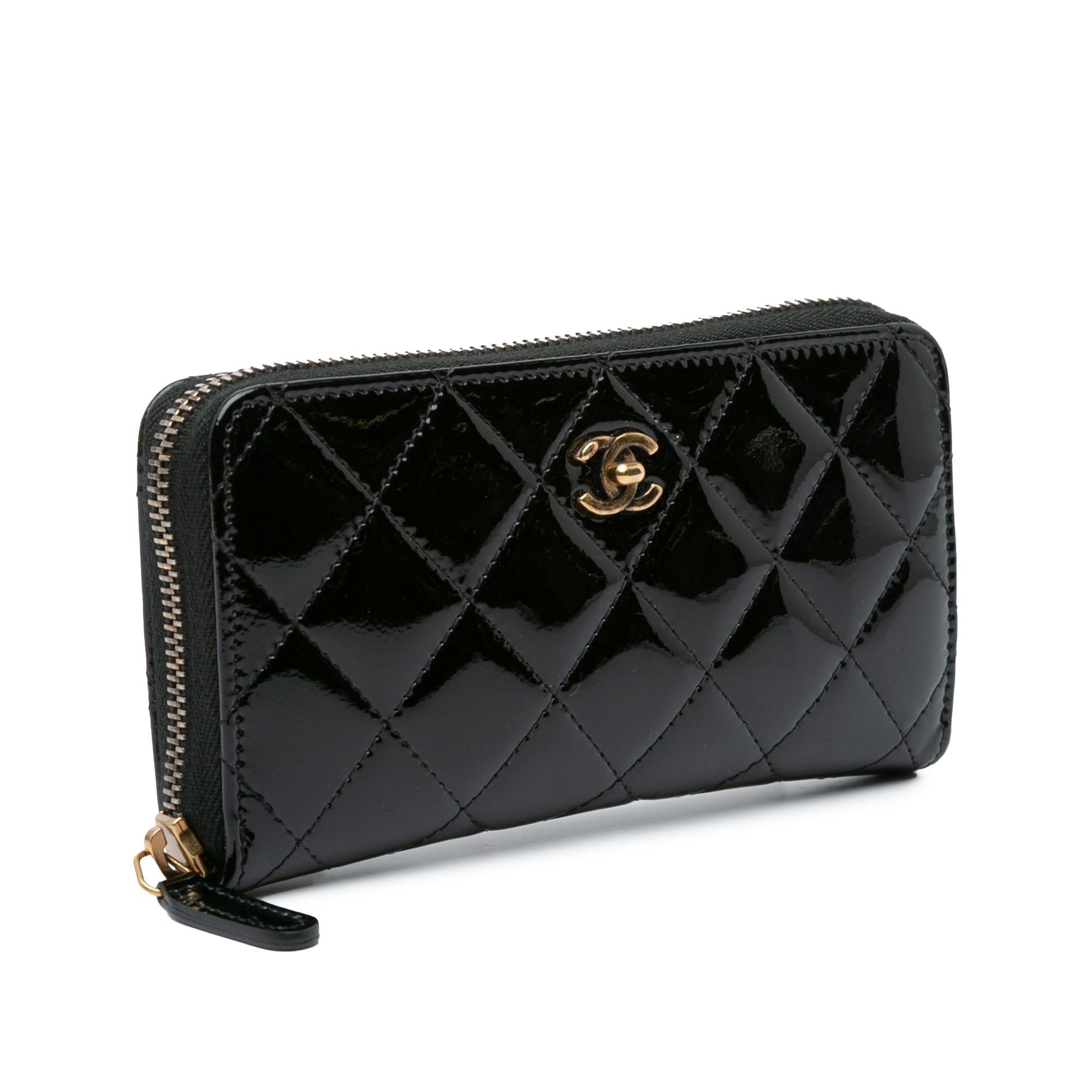 Chanel CC Quilted Patent Zip Around Long Wallet (SHG-OZKSJN)