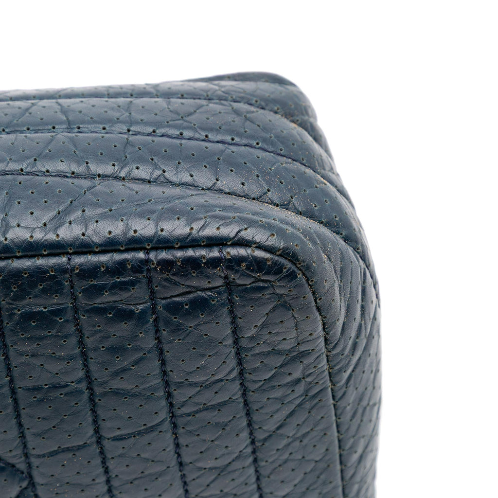 Chanel CC Quilted Perforated Aged Calfskin Flap