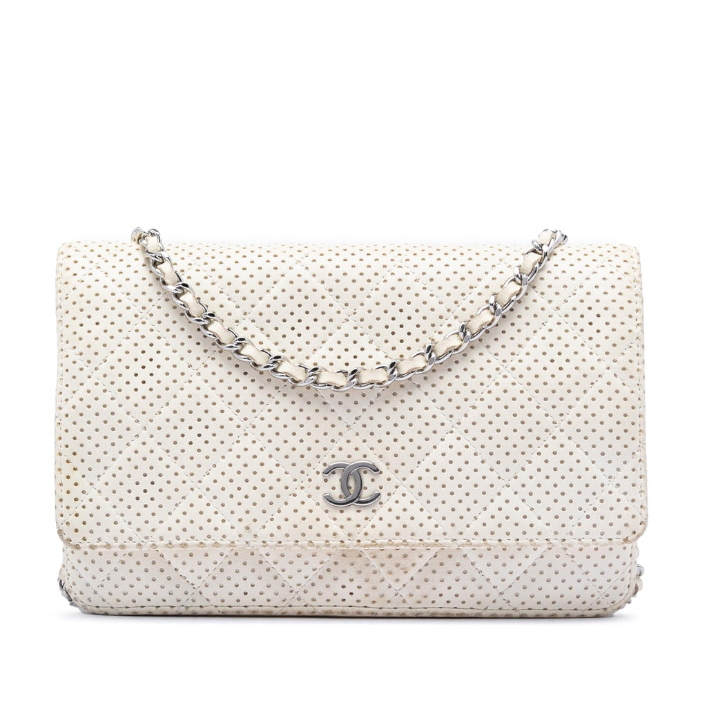 Chanel CC Quilted Perforated Lambskin Wallet On Chain