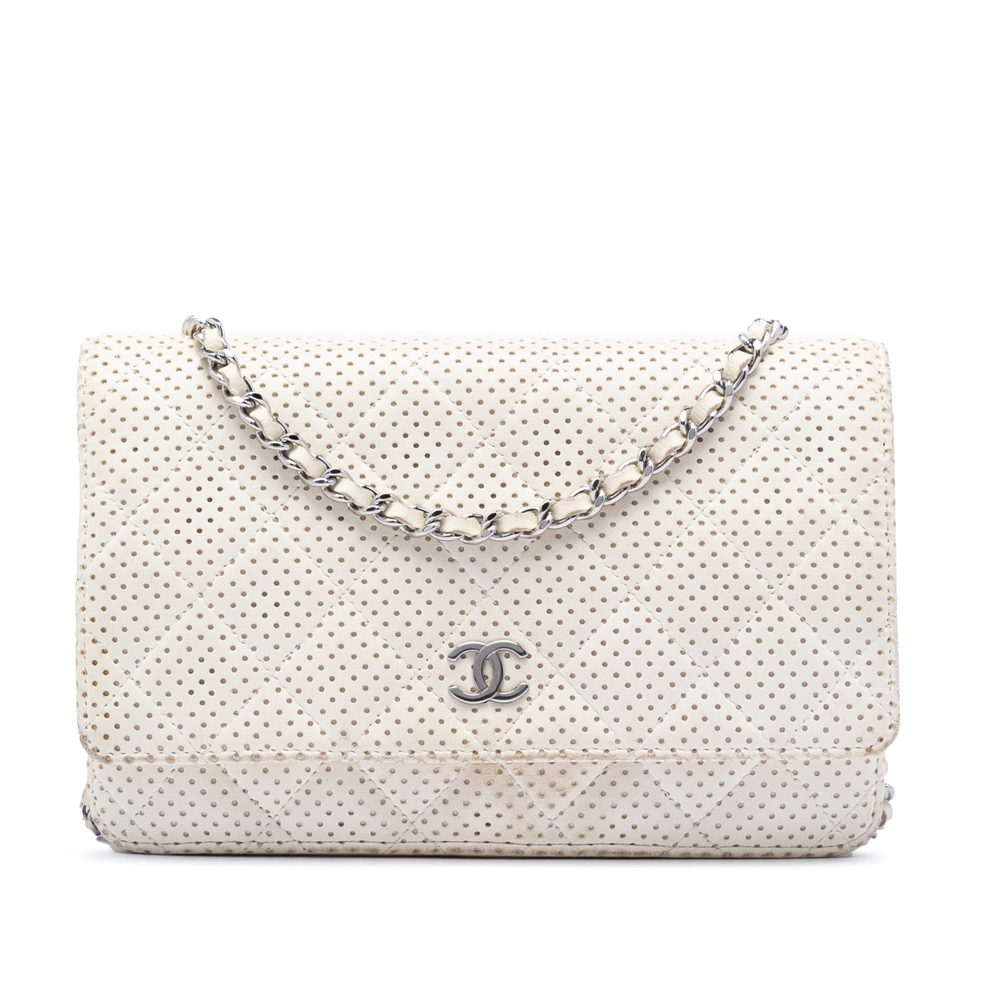 Chanel CC Quilted Perforated Lambskin Wallet On Chain