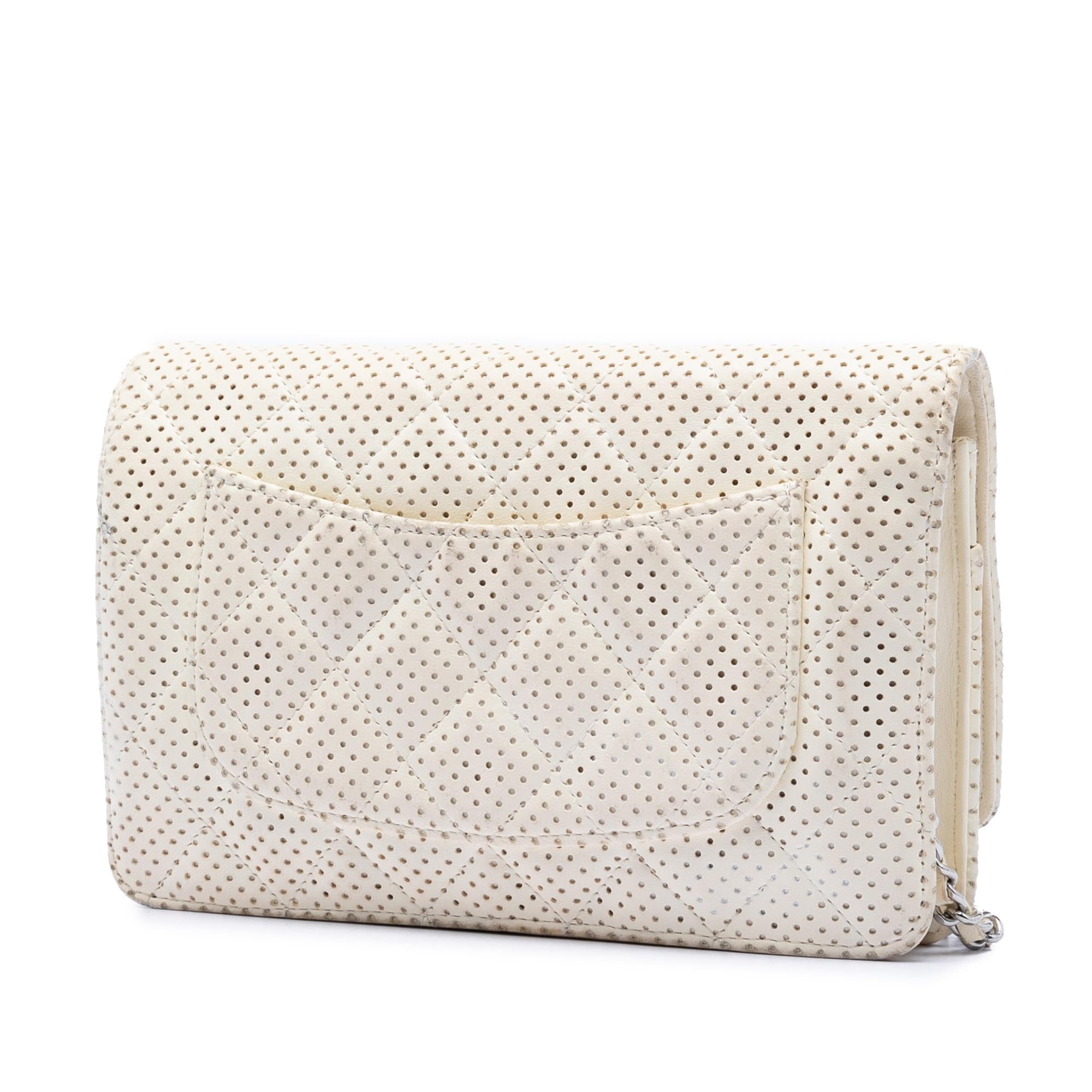 Chanel CC Quilted Perforated Lambskin Wallet On Chain