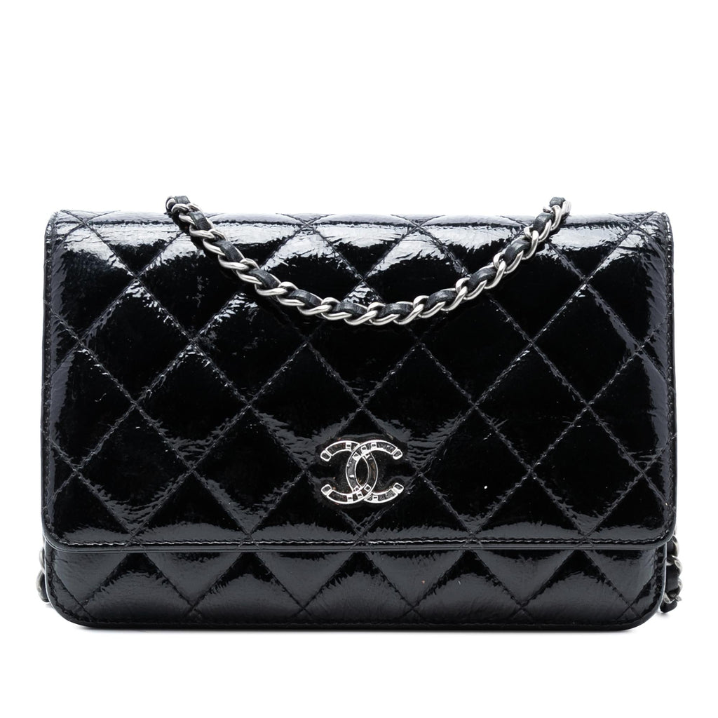 Chanel CC Quilted Shiny Aged Calfskin Wallet On Chain