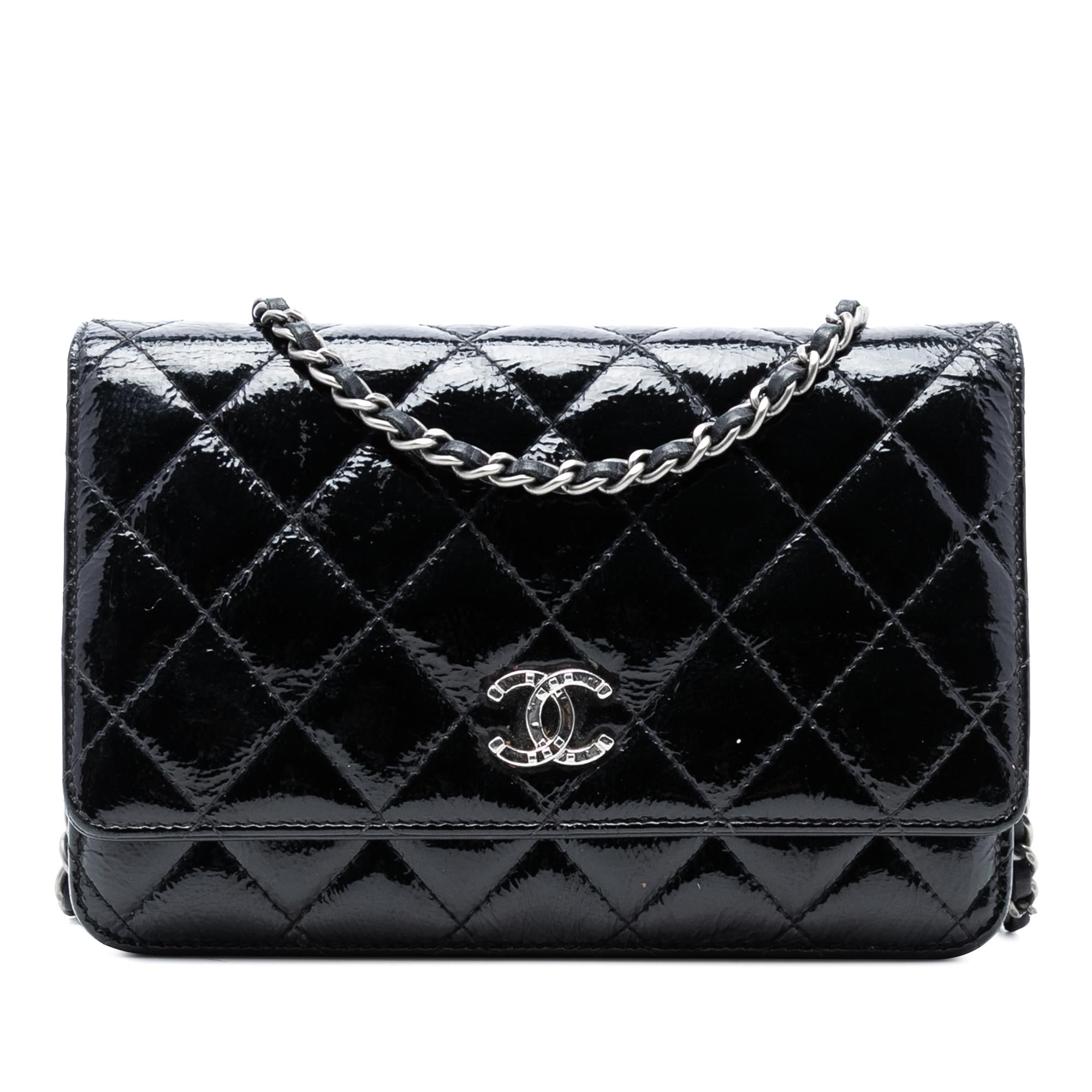 Chanel CC Quilted Shiny Aged Calfskin Wallet On Chain