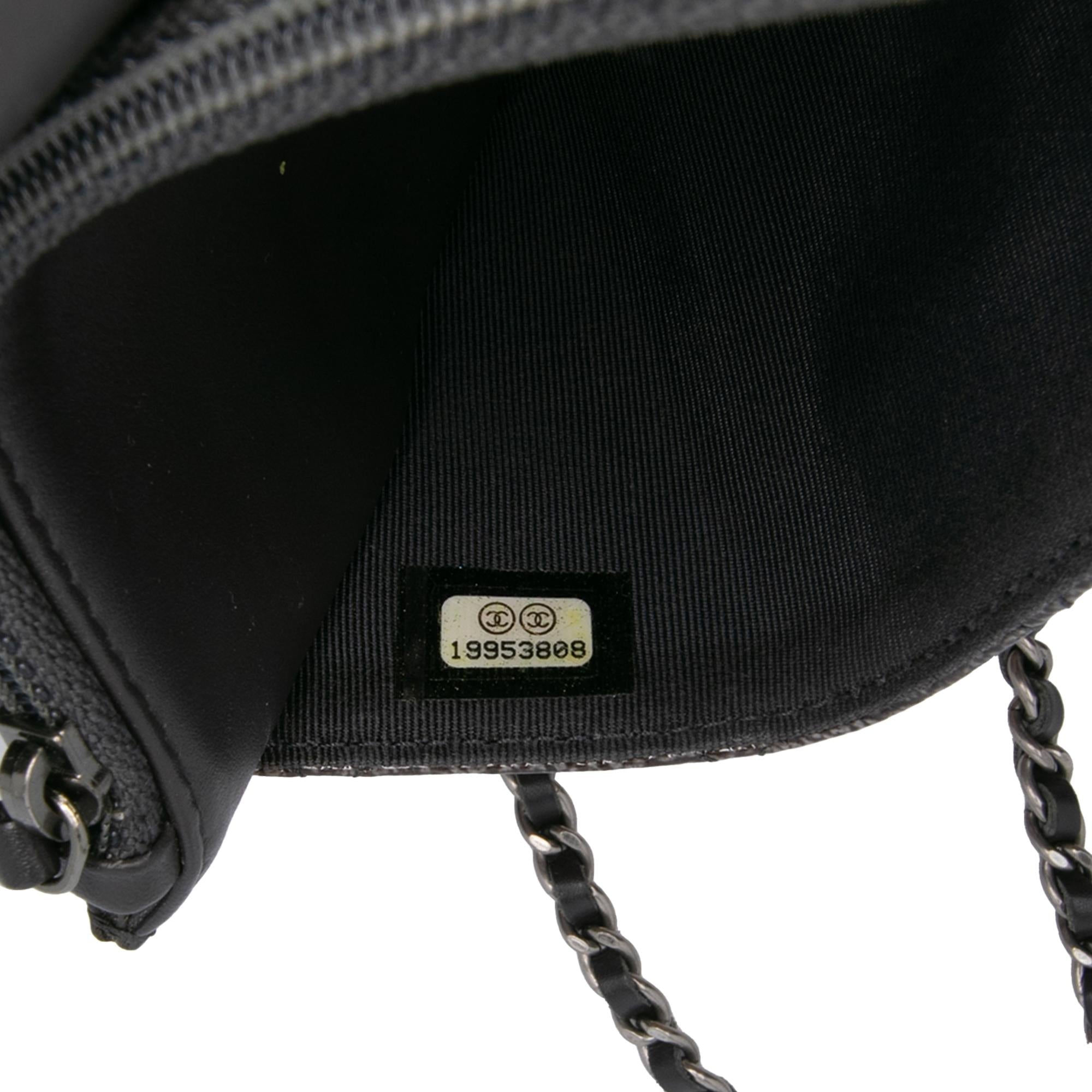 Chanel CC Quilted Shiny Crumpled Calfskin Wallet on Chain