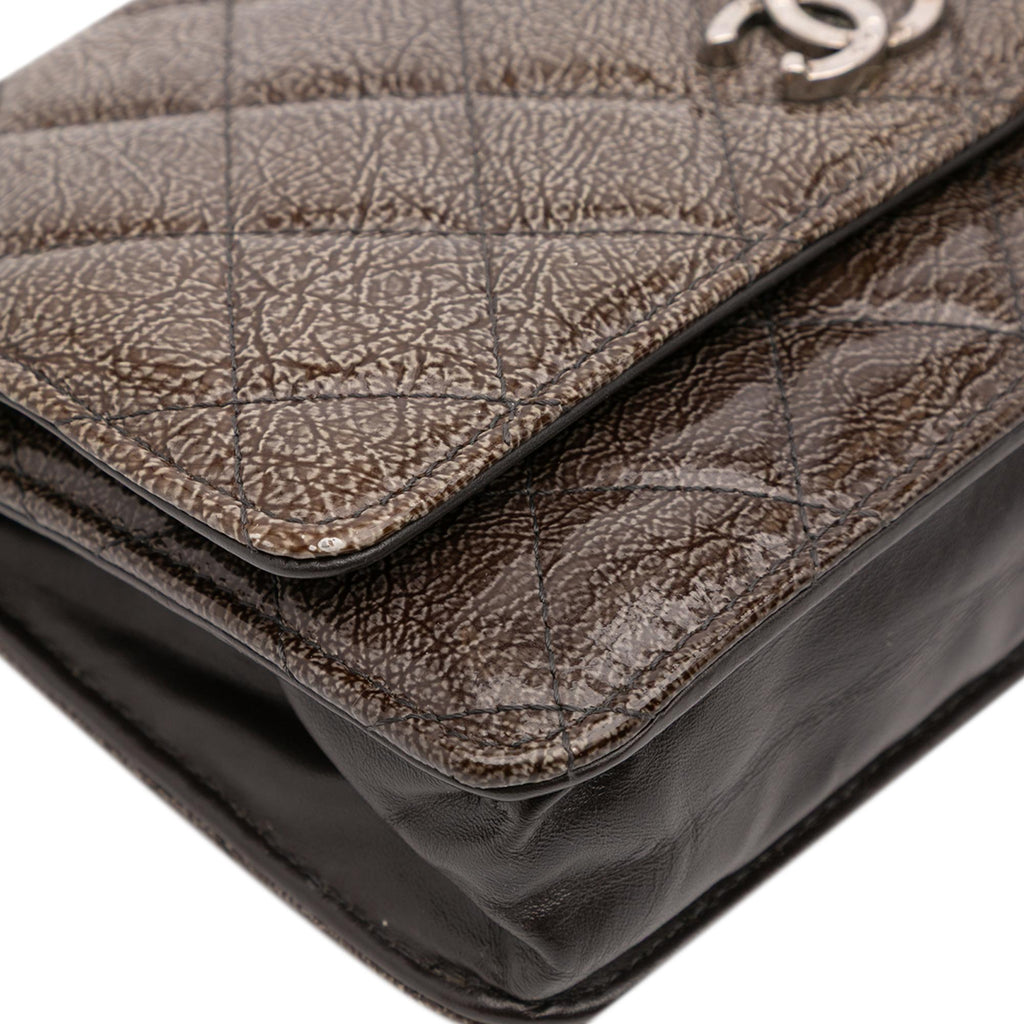 Chanel CC Quilted Shiny Crumpled Calfskin Wallet on Chain