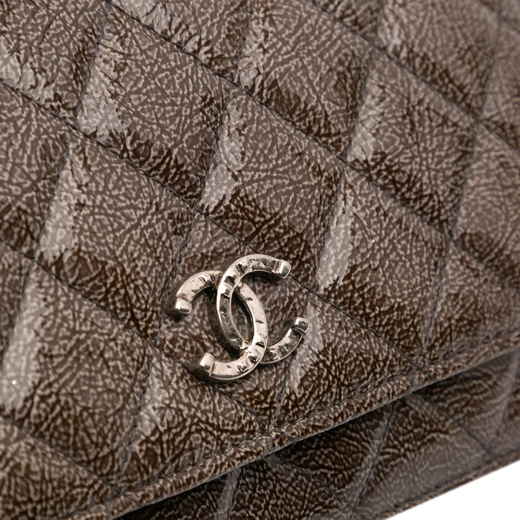 Chanel CC Quilted Shiny Crumpled Calfskin Wallet on Chain