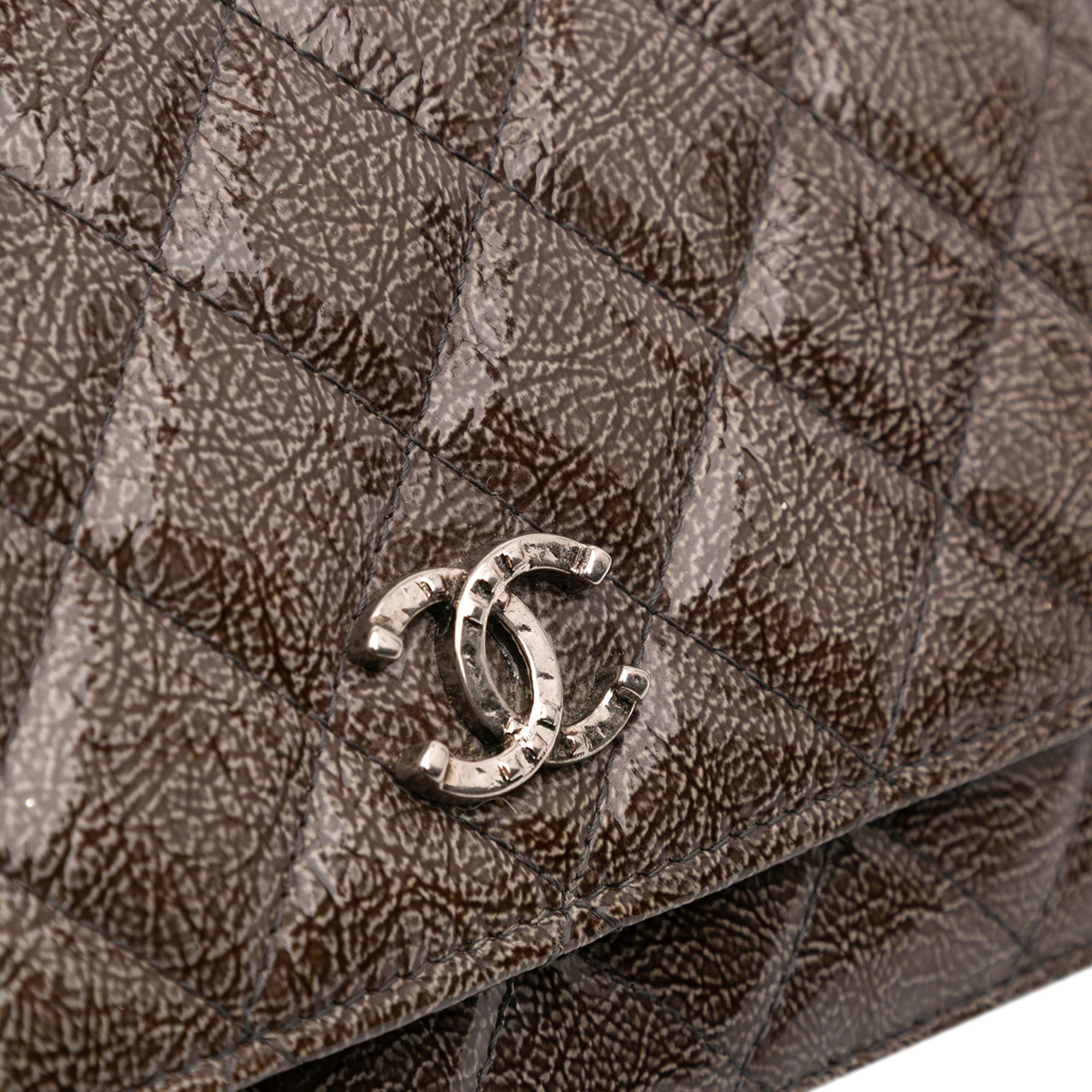 Chanel CC Quilted Shiny Crumpled Calfskin Wallet on Chain