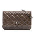 Chanel CC Quilted Shiny Crumpled Calfskin Wallet on Chain