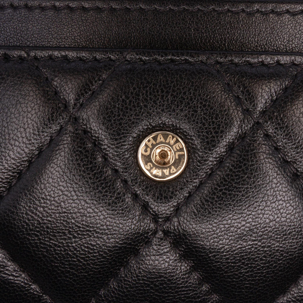 Chanel CC Quilted Shiny Lambskin Ribbon Long Clutch on Chain
