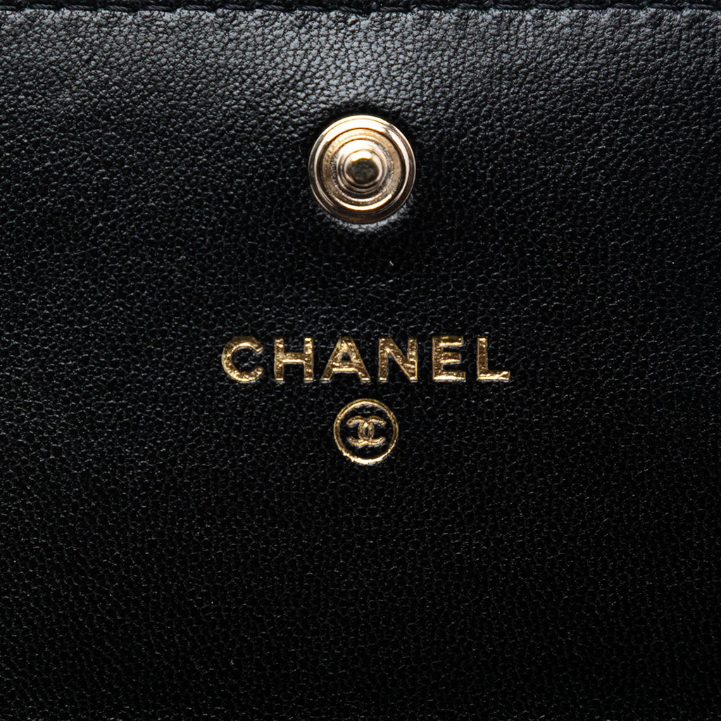 Chanel CC Quilted Shiny Lambskin Ribbon Long Clutch on Chain