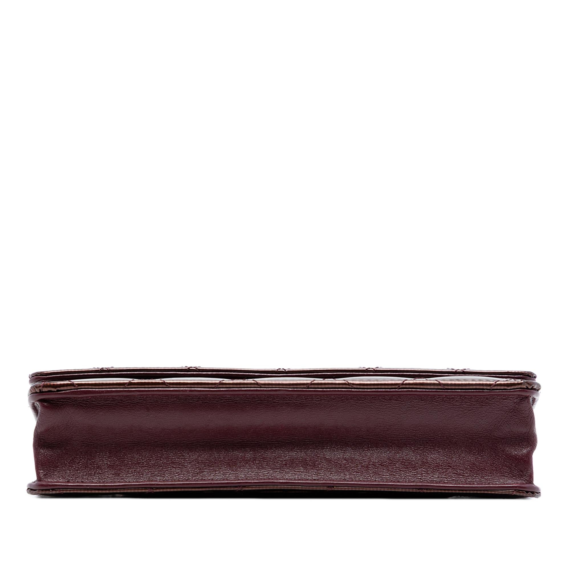 Chanel CC Quilted Striated Metallic Patent Wallet on Chain