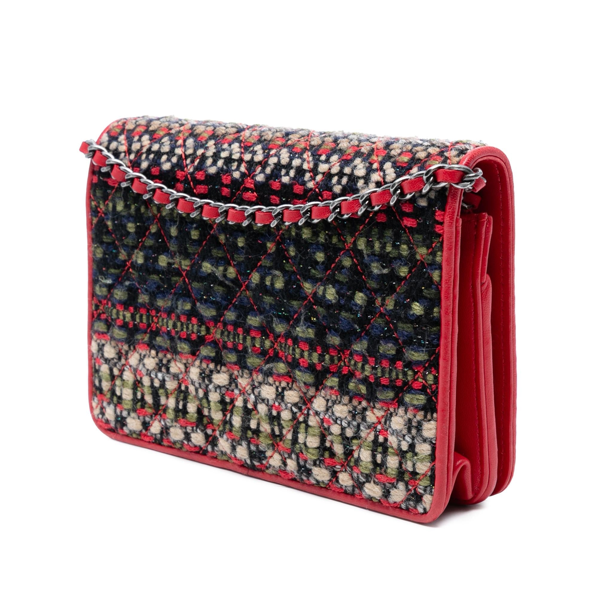 Chanel CC Quilted Tweed Wallet On Chain