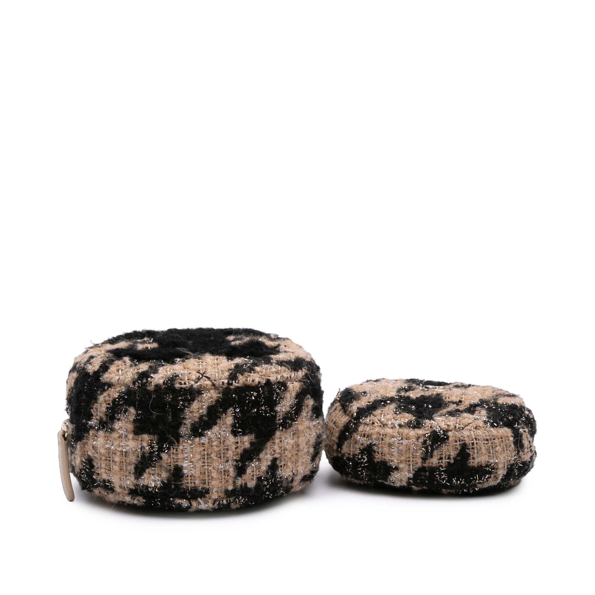 Chanel CC Quilted Tweed and Shearling Round Clutch With Chain