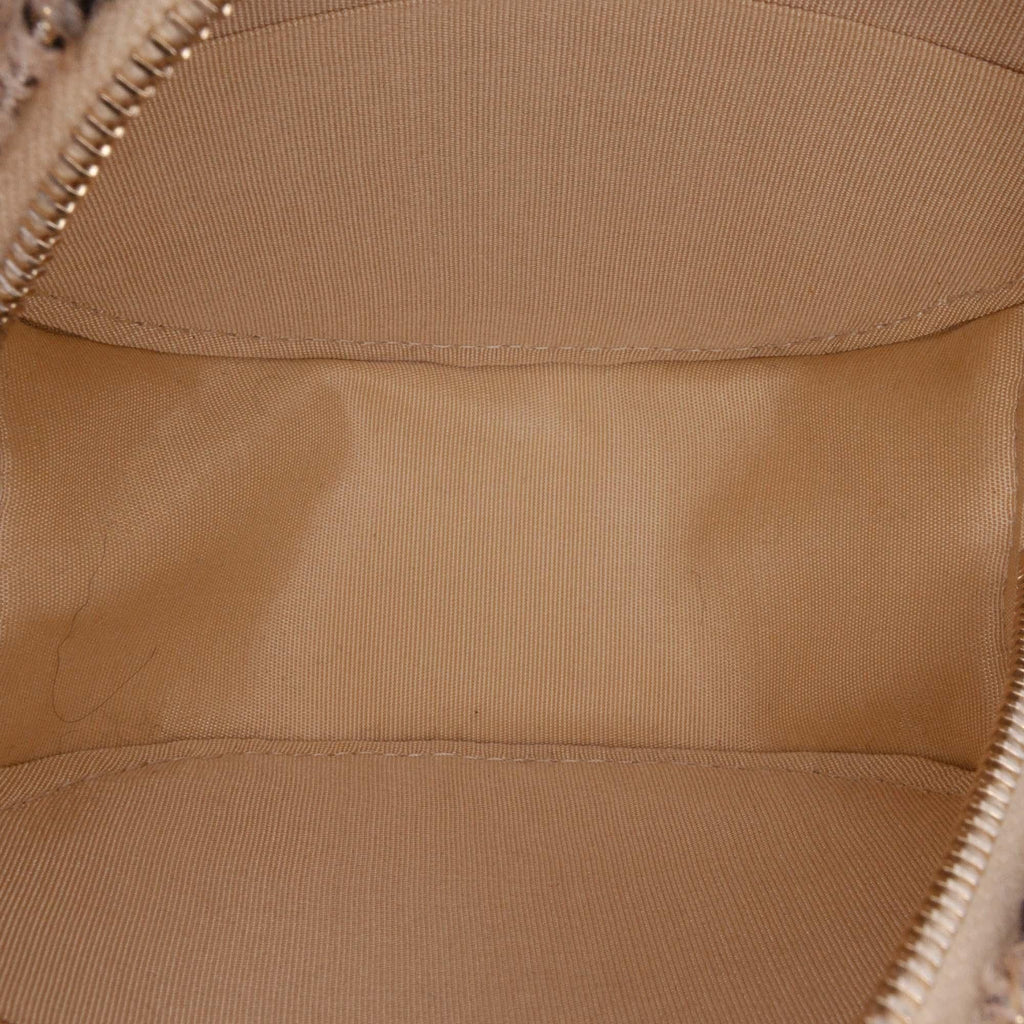 Chanel CC Quilted Tweed and Shearling Round Clutch With Chain