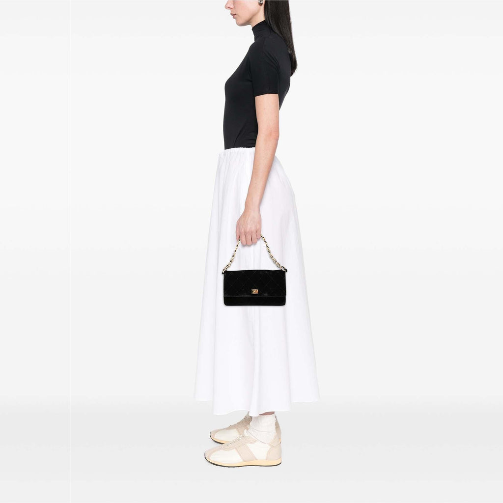 Chanel CC Quilted Velvet Chain Shoulder Bag